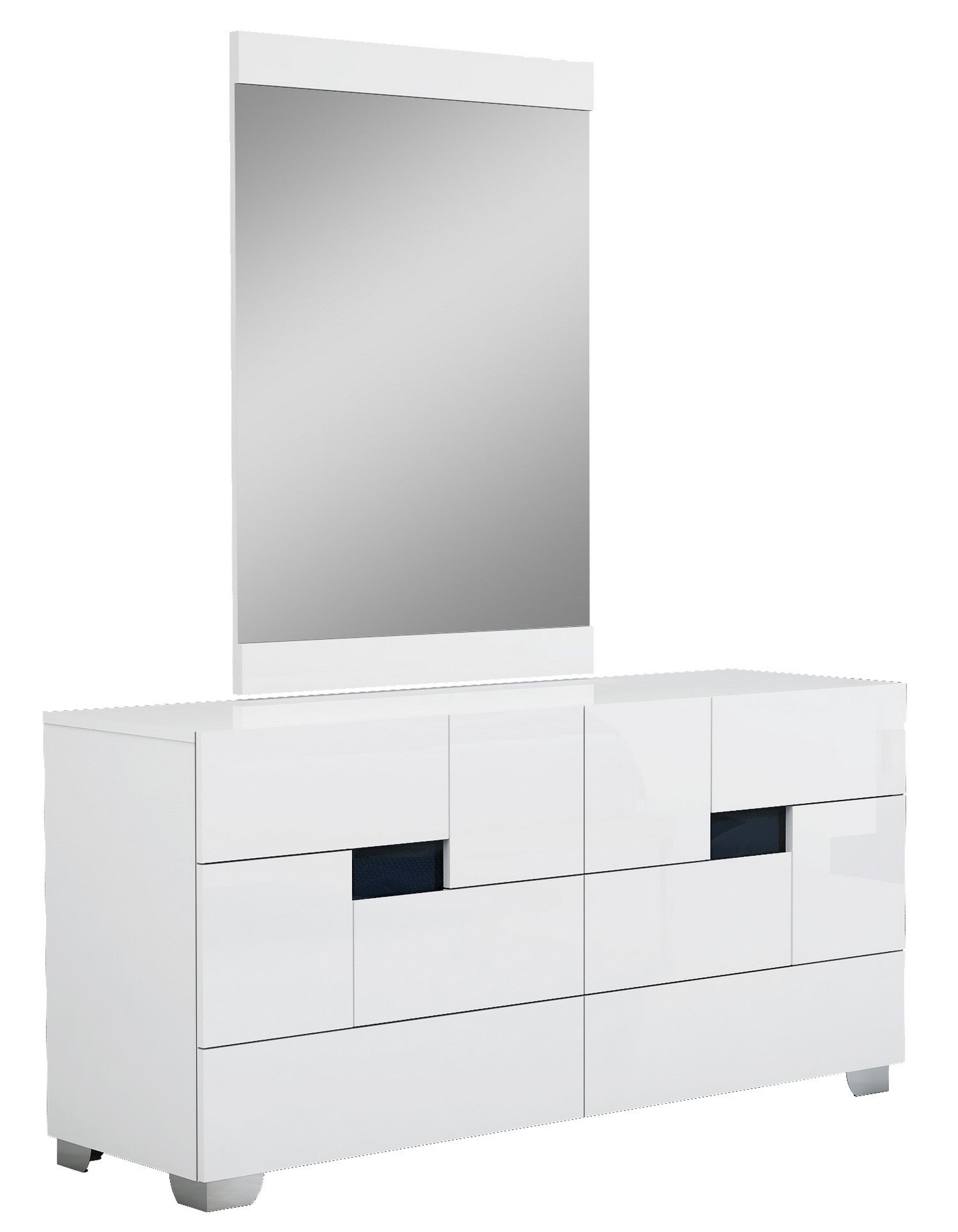 Four Piece White Solid Wood Bedroom Set With Mirror-Bedroom Furniture Sets-DECOROLALA