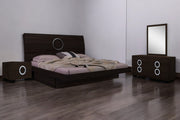 Four Piece Wood Brown Solid Wood Bedroom Set With Mirror-Bedroom Furniture Sets-DECOROLALA