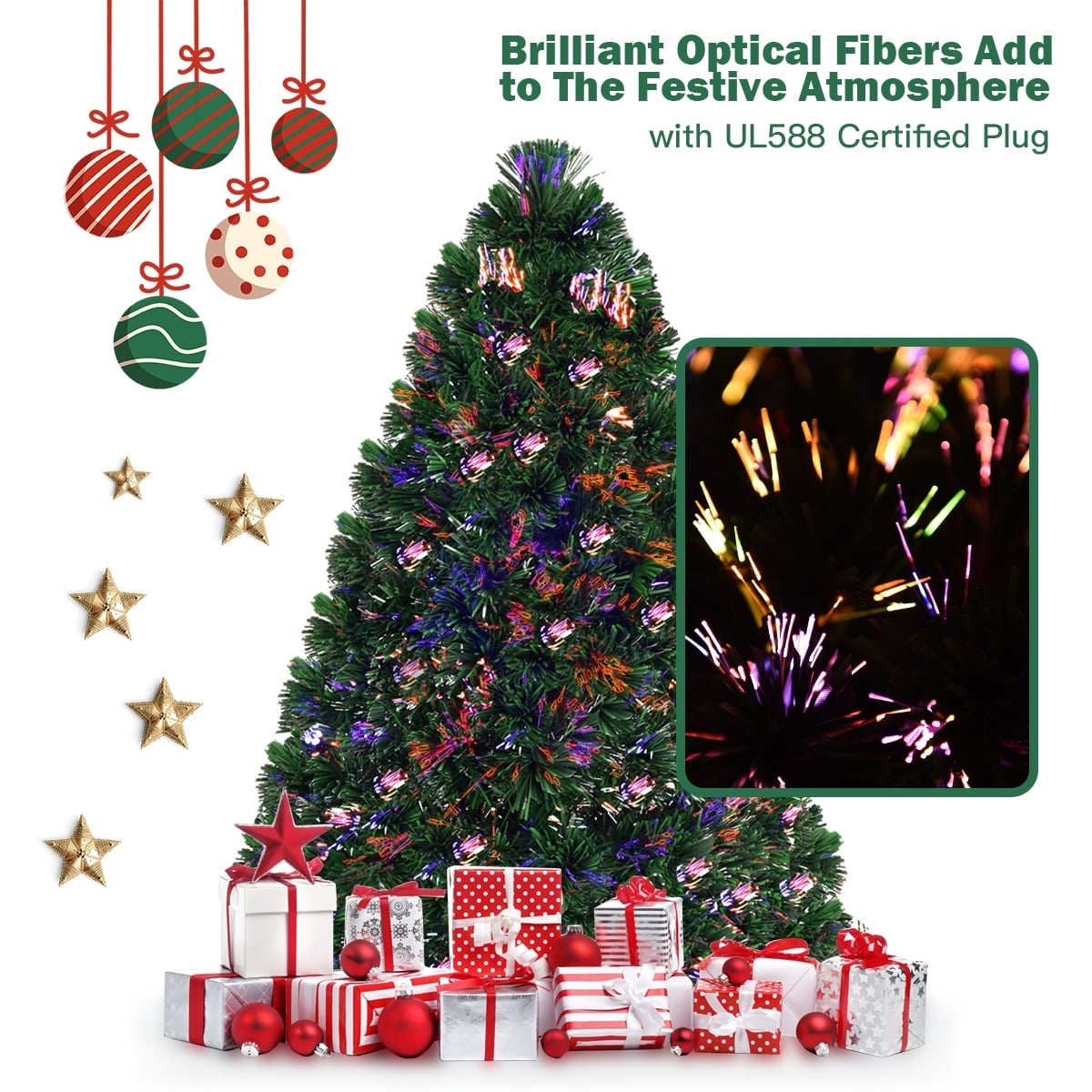3/4/5 Feet Artificial Pre-Lit Fiber Optic PVC Christmas Tree-3 ft-Christmas Trees-DECOROLALA