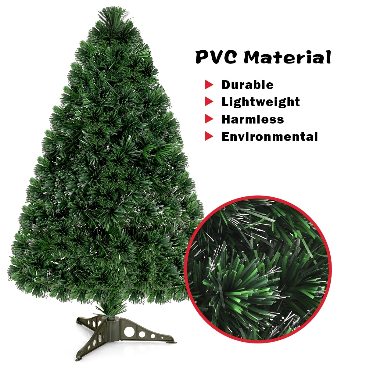 3/4/5 Feet Artificial Pre-Lit Fiber Optic PVC Christmas Tree-3 ft-Christmas Trees-DECOROLALA
