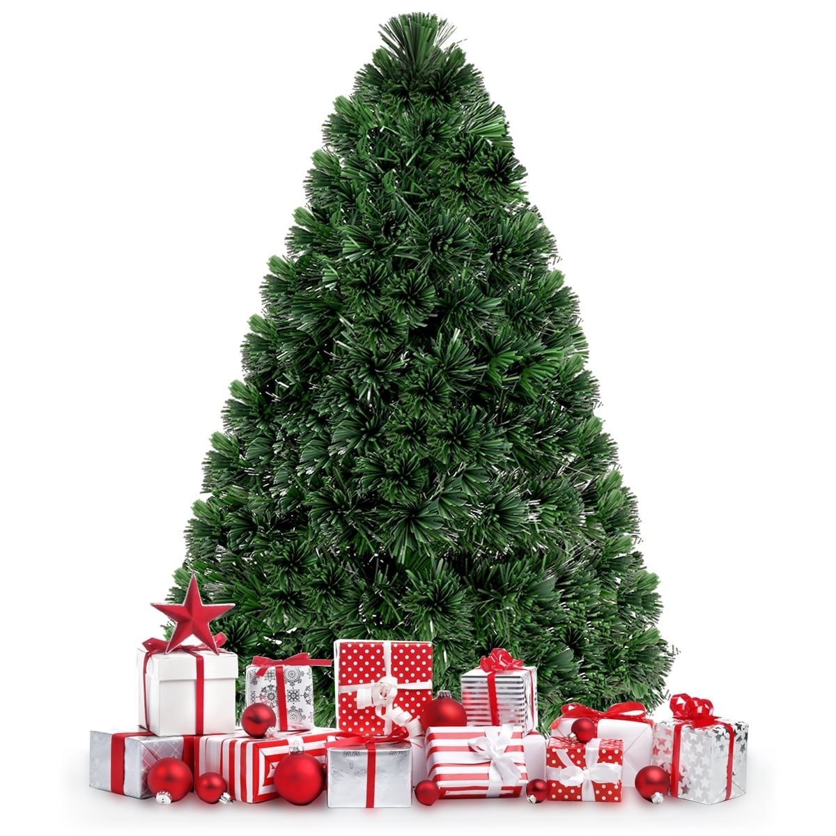 3/4/5 Feet Artificial Pre-Lit Fiber Optic PVC Christmas Tree-4 ft-Christmas Trees-DECOROLALA