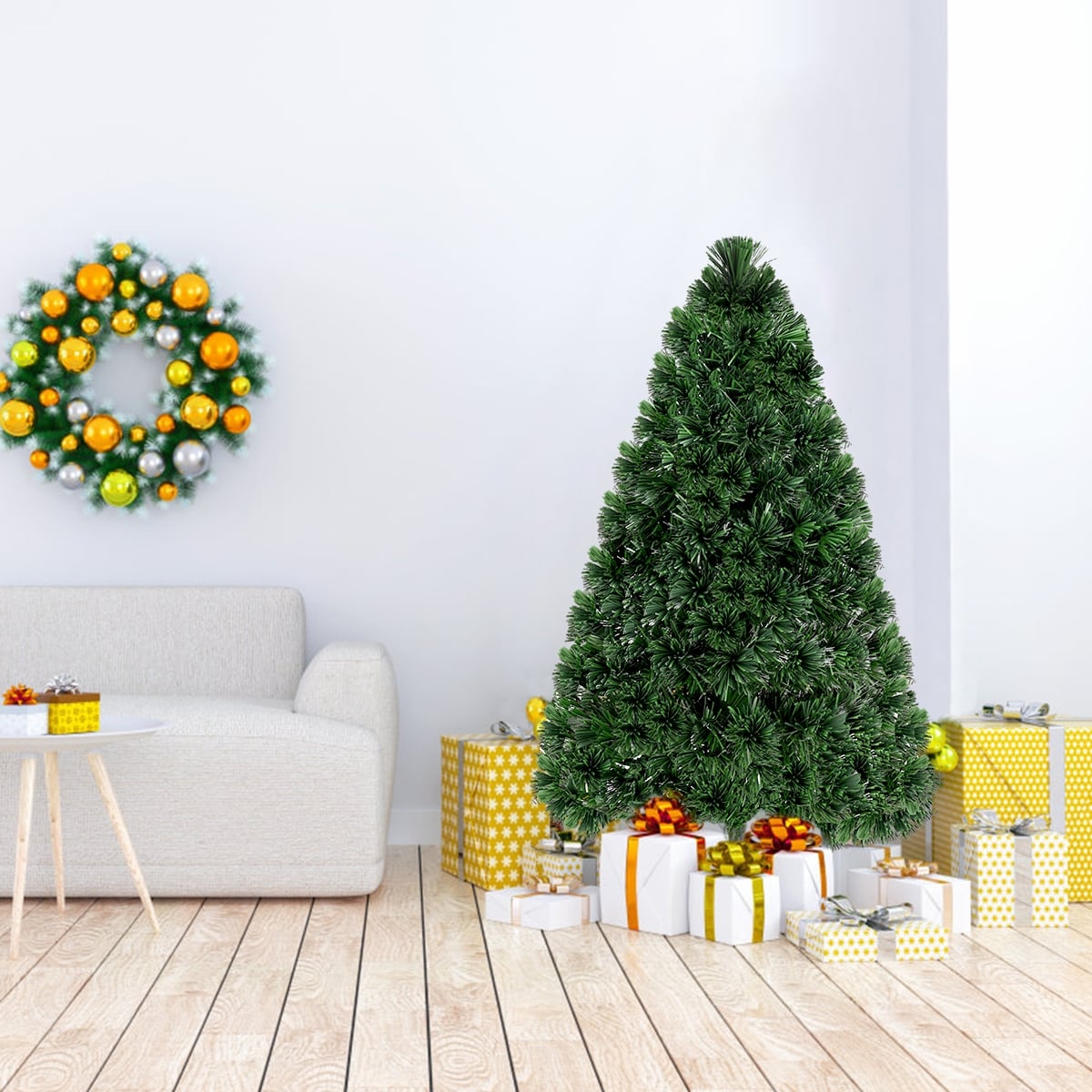 3/4/5 Feet Artificial Pre-Lit Fiber Optic PVC Christmas Tree-4 ft-Christmas Trees-DECOROLALA