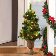 3/4/5 Feet LED Christmas Tree with Red Berries Pine Cones-5 ft-Christmas Trees-DECOROLALA