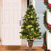 3'/4'/5' LED Christmas Entrance Tree w/ Red Berries Pine Cones-4'-Christmas Trees-DECOROLALA