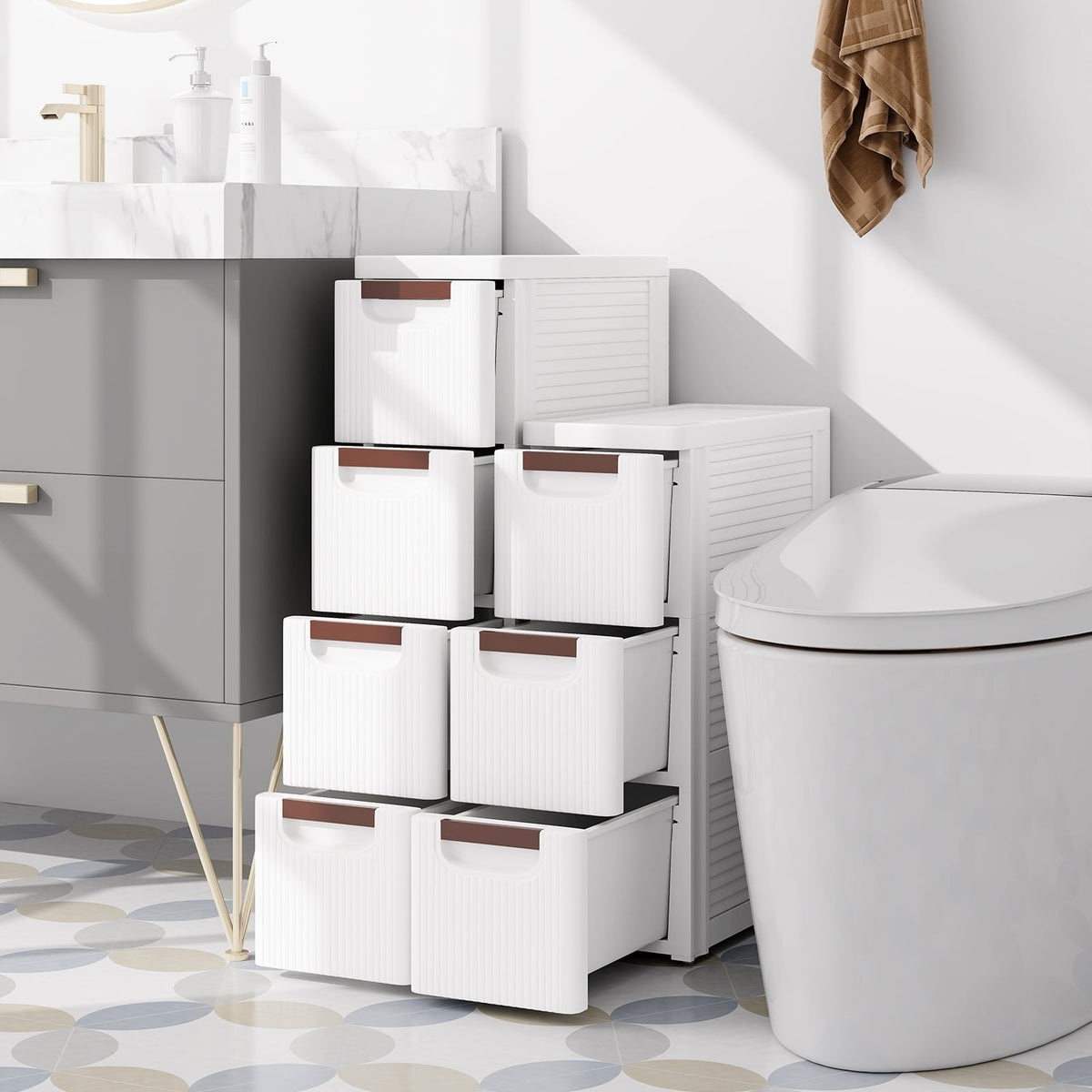 3/4/5/6-Drawer Rolling Organizer Unit Narrow Storage Cabinet with Built-In Wheels for Small Space-3-Drawer-Dressers & Chests-DECOROLALA