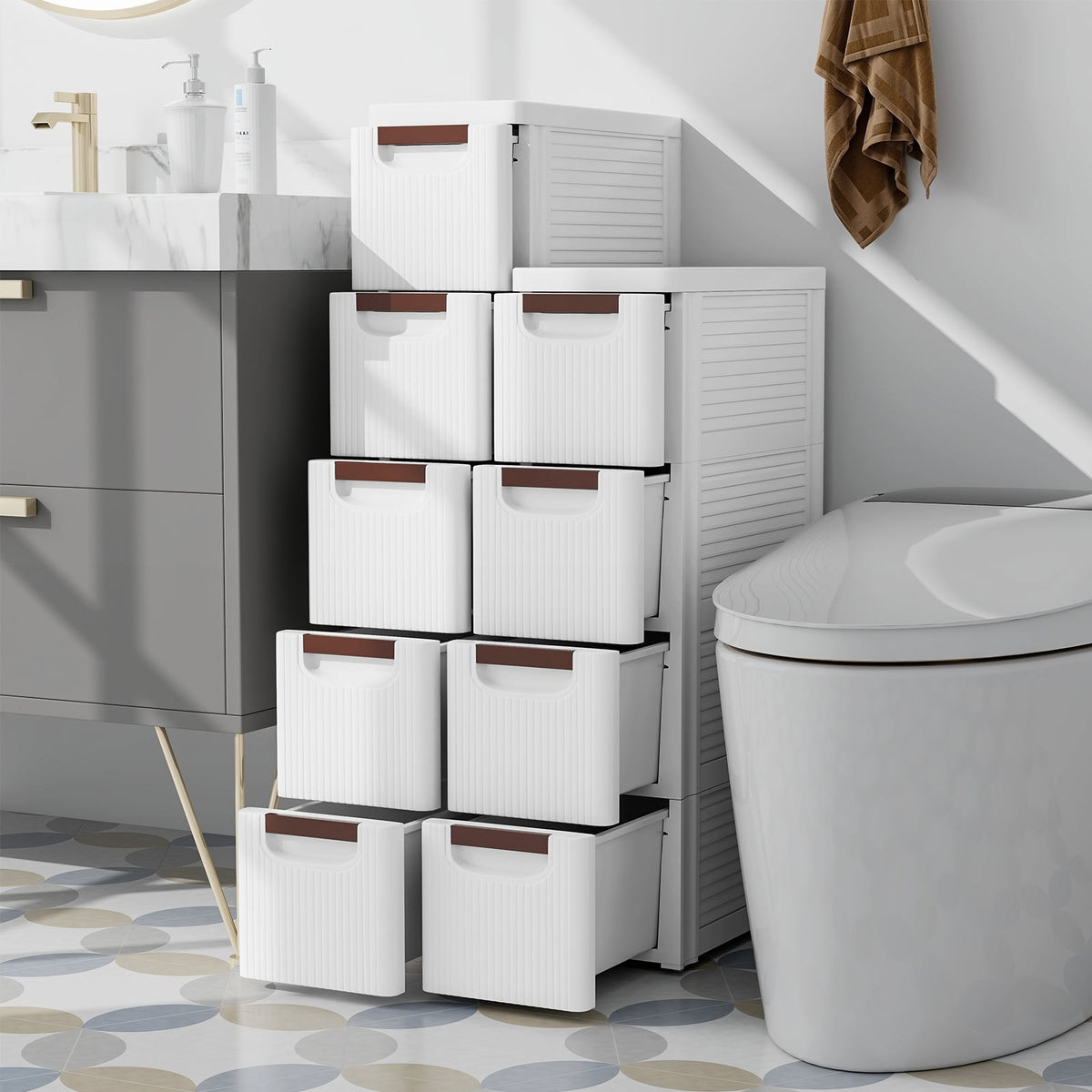 3/4/5/6-Drawer Rolling Organizer Unit Narrow Storage Cabinet with Built-In Wheels for Small Space-4-Drawer-Dressers & Chests-DECOROLALA