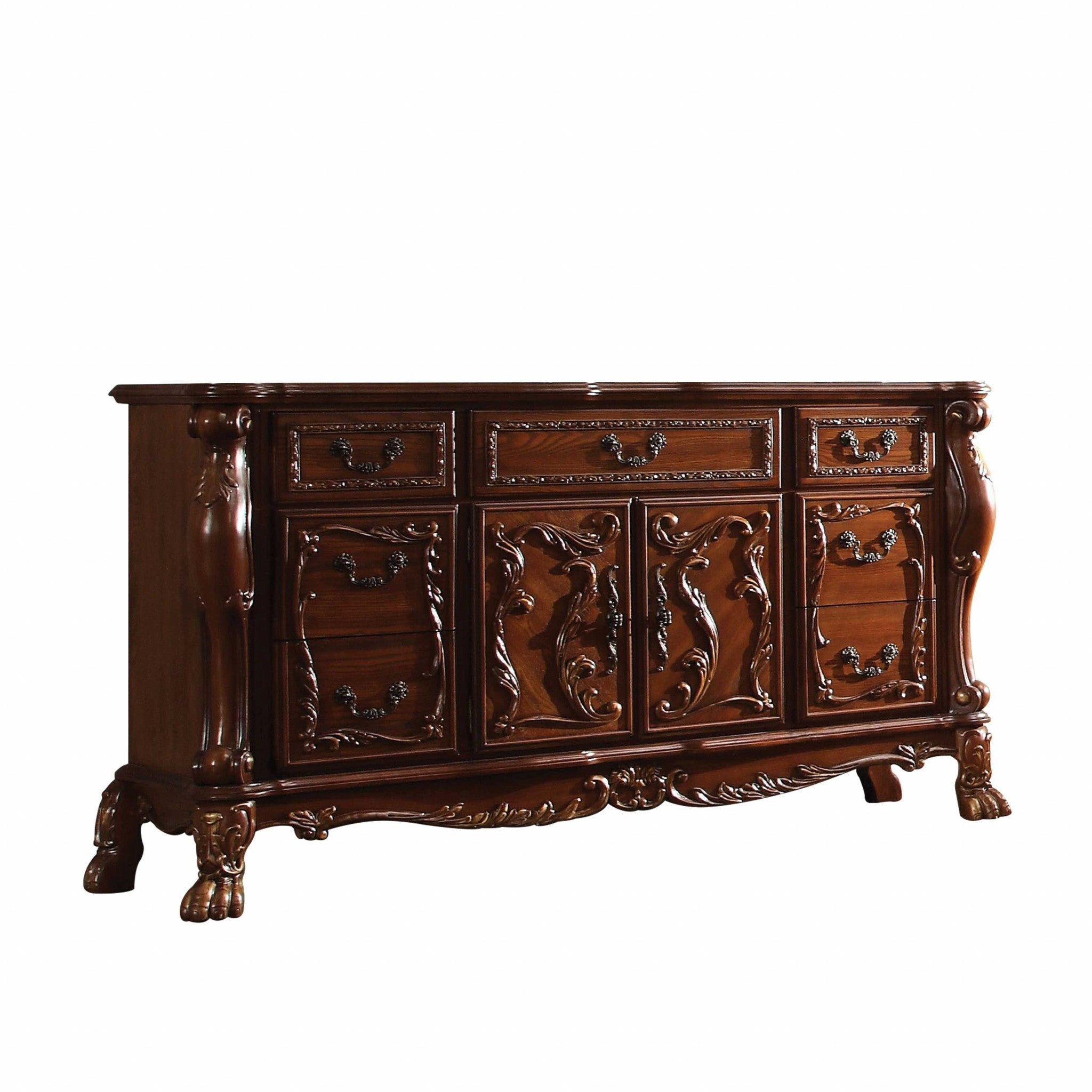 20" X 66" X 38" Cherry Oak Wood Poly Resin Dresserserver-Dressers-DECOROLALA
