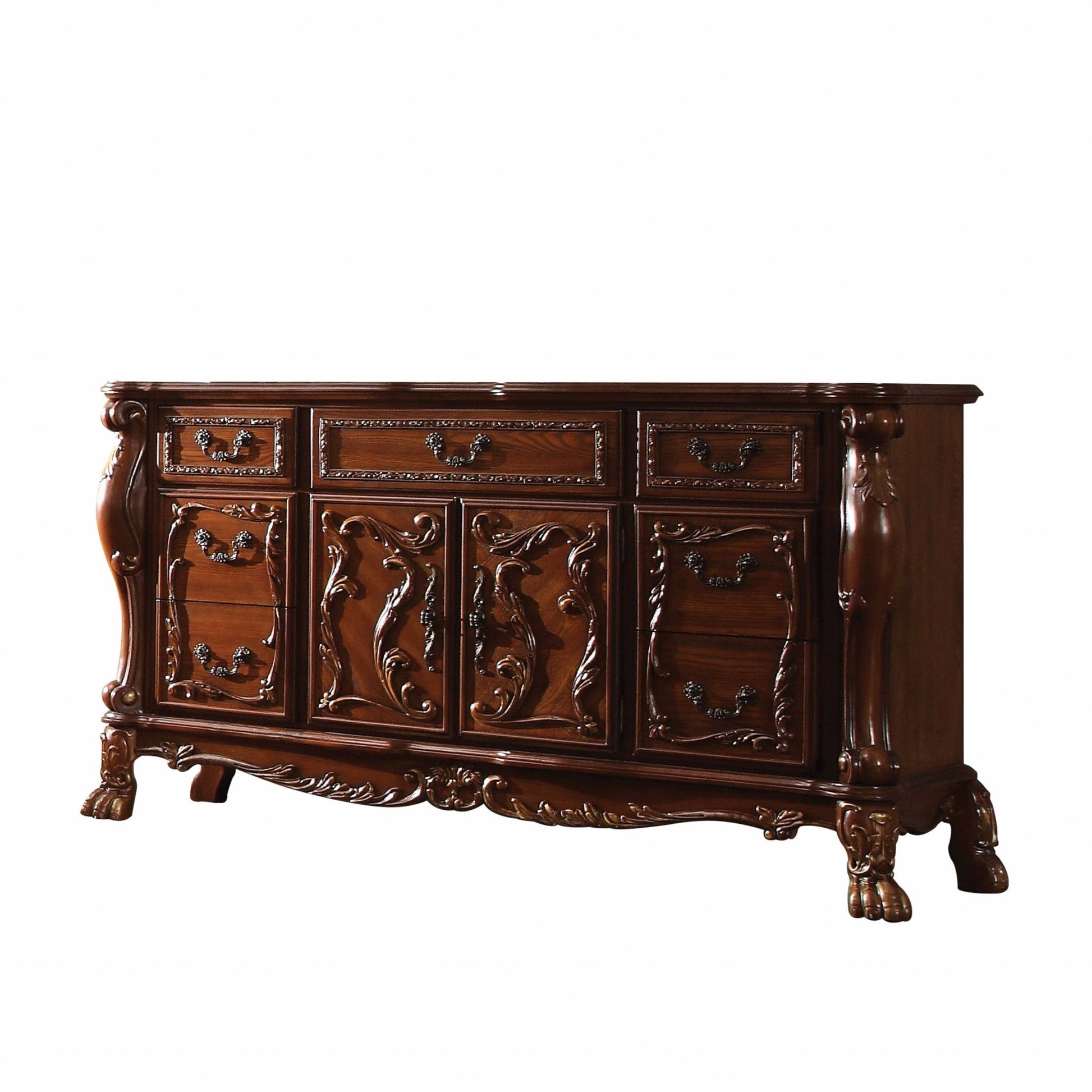 20" X 66" X 38" Cherry Oak Wood Poly Resin Dresserserver-Dressers-DECOROLALA