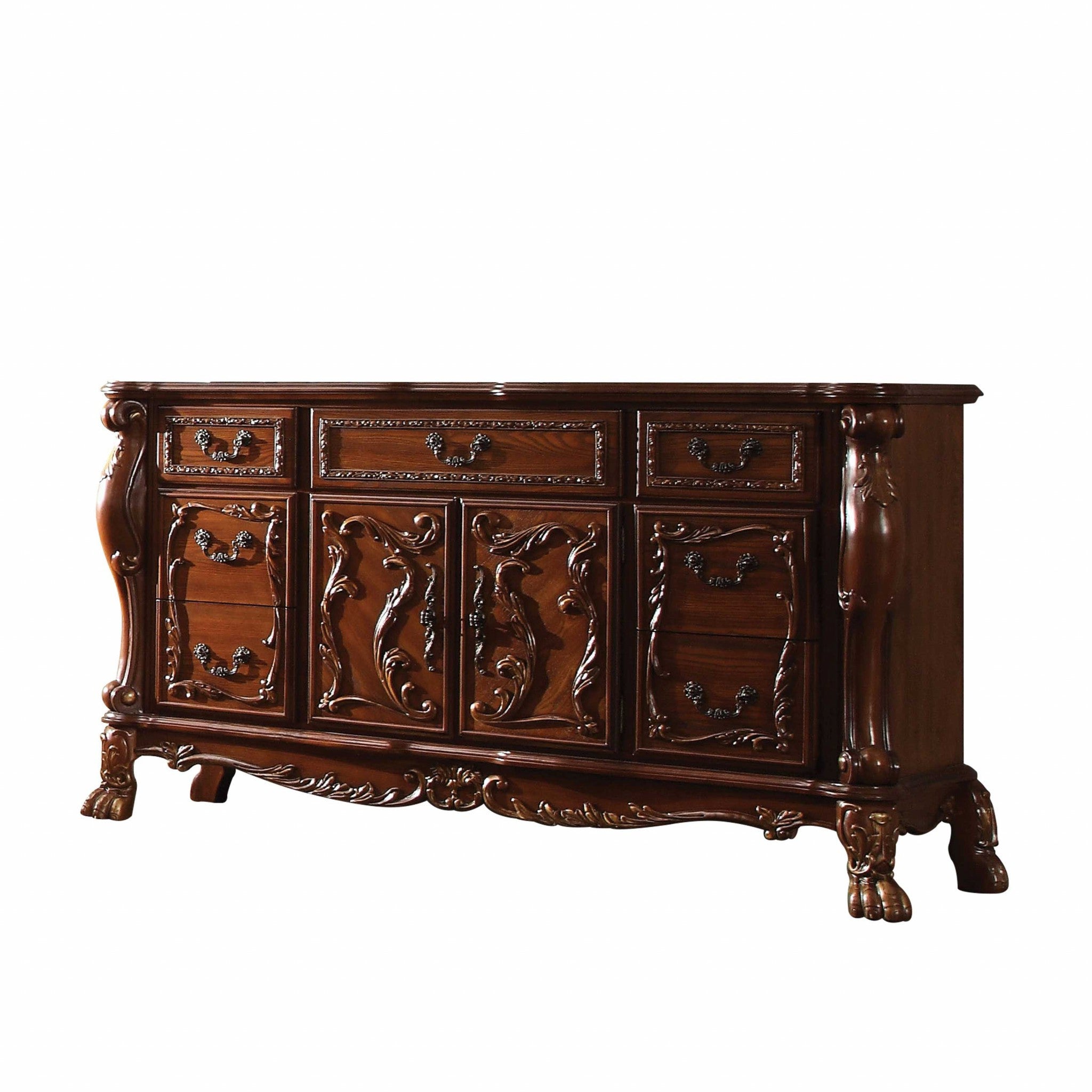 20" X 66" X 38" Cherry Oak Wood Poly Resin Dresserserver-Dressers-DECOROLALA