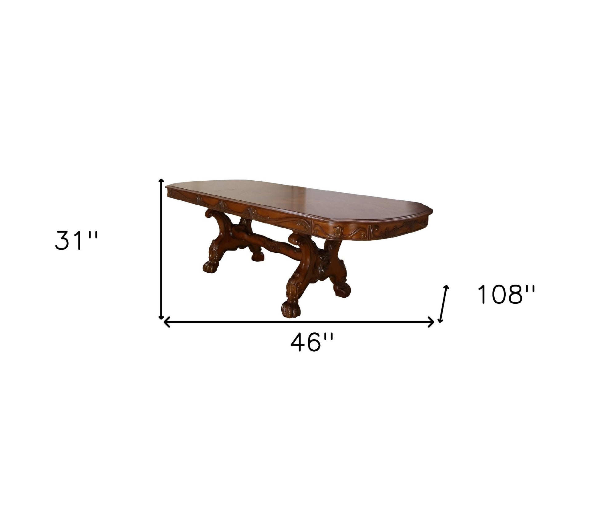 46" Dark Brown Free Form Solid Wood Double Pedestal Base Dining Table-Dining Tables-DECOROLALA