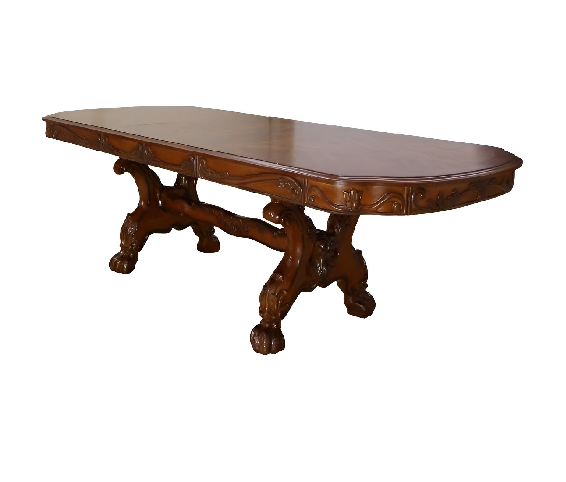 46" Dark Brown Free Form Solid Wood Double Pedestal Base Dining Table-Dining Tables-DECOROLALA