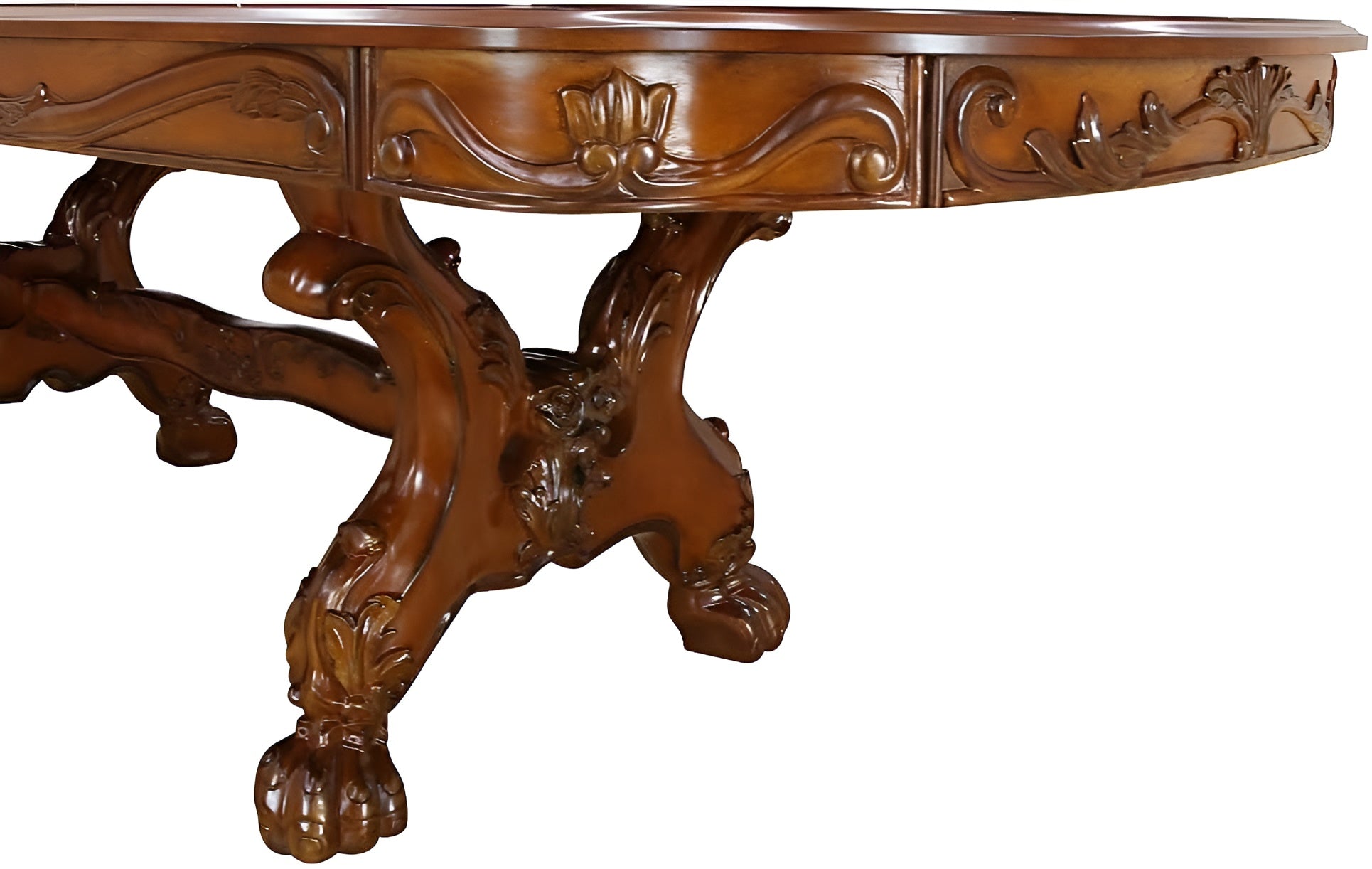 46" Dark Brown Free Form Solid Wood Double Pedestal Base Dining Table-Dining Tables-DECOROLALA
