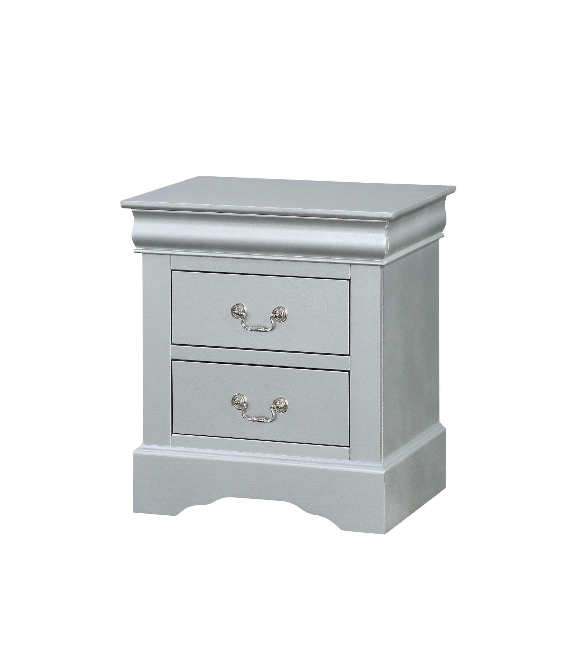 24" Platinum Two Drawers Nightstand-Nightstands & Bedside Tables-DECOROLALA