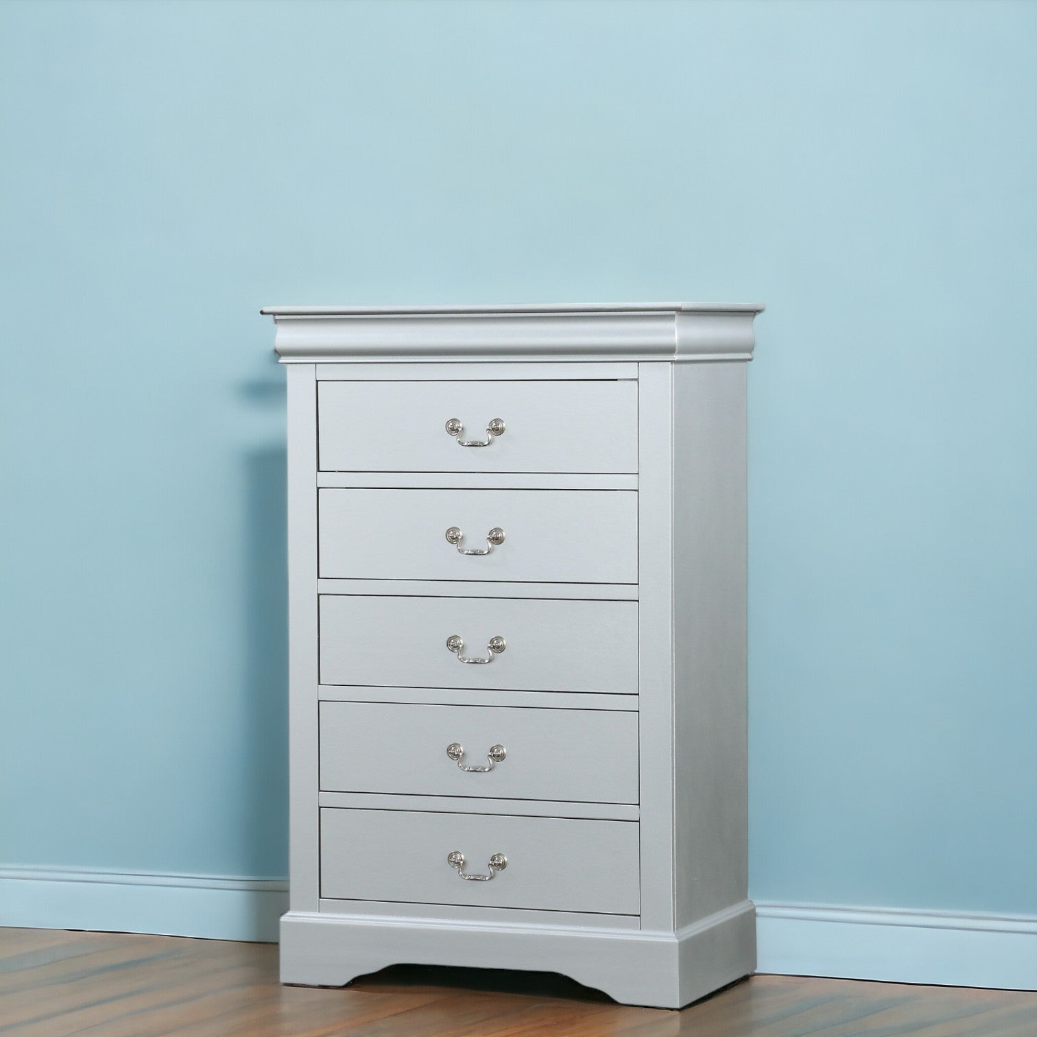 15" White Solid Wood Five Drawer Lingerie Chest-0
