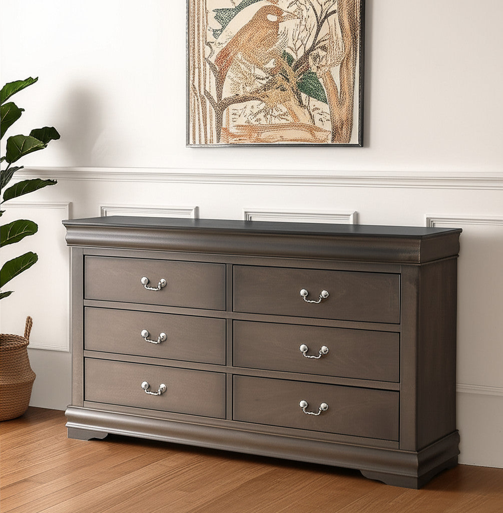 15" Gray Solid Wood Double Dresser-Dressers-DECOROLALA