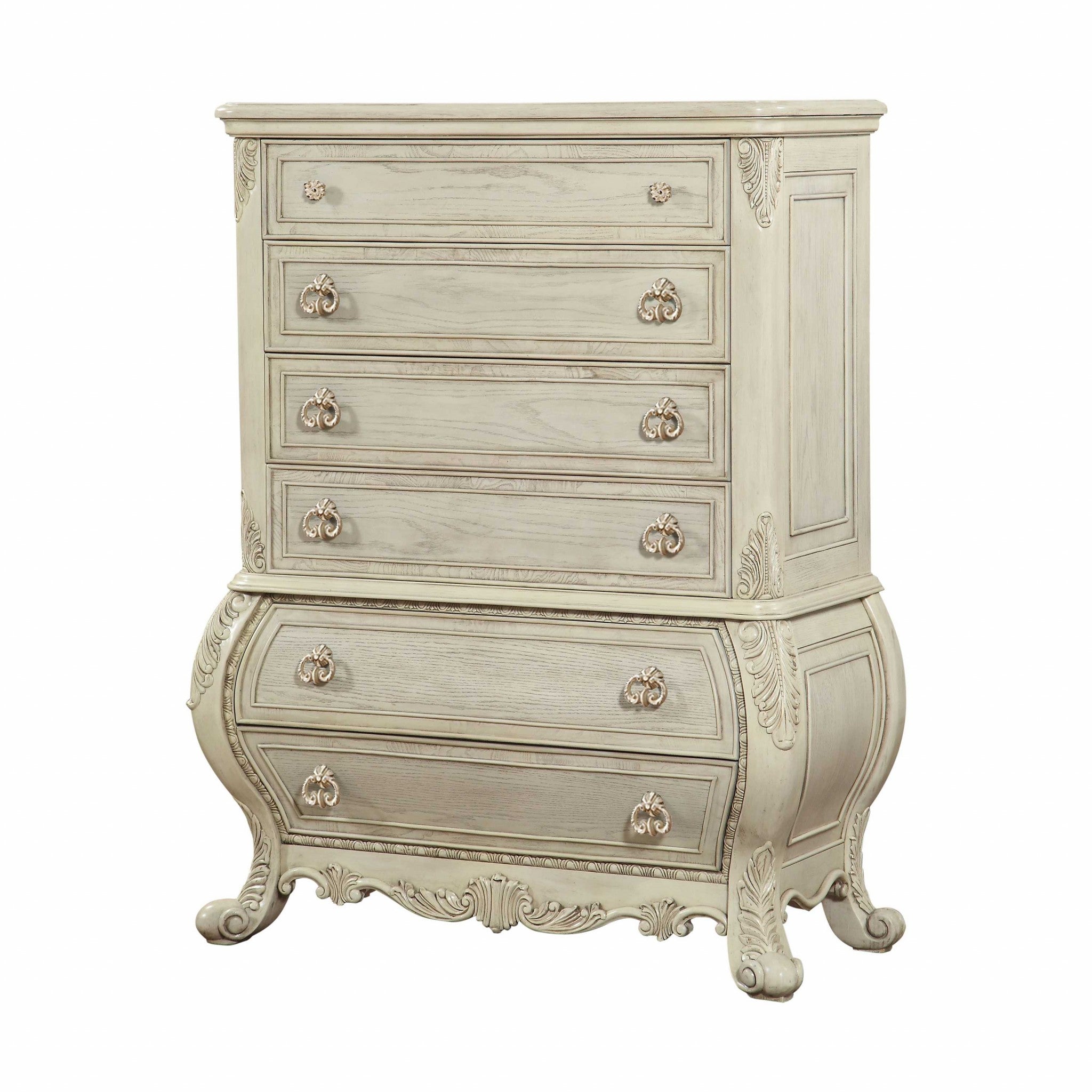 21" X 42" X 57" Antique White Wood Chest-0