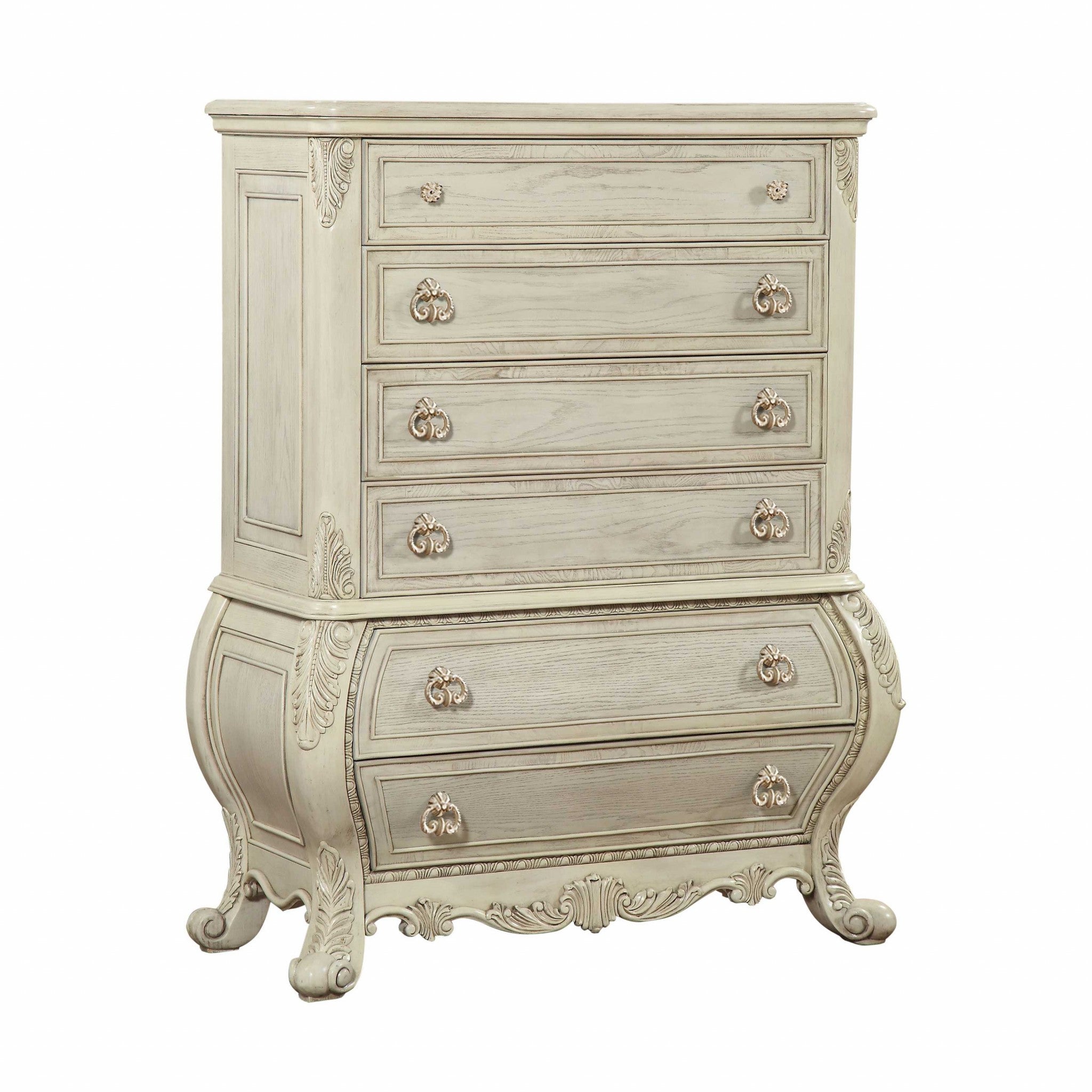 21" X 42" X 57" Antique White Wood Chest-1