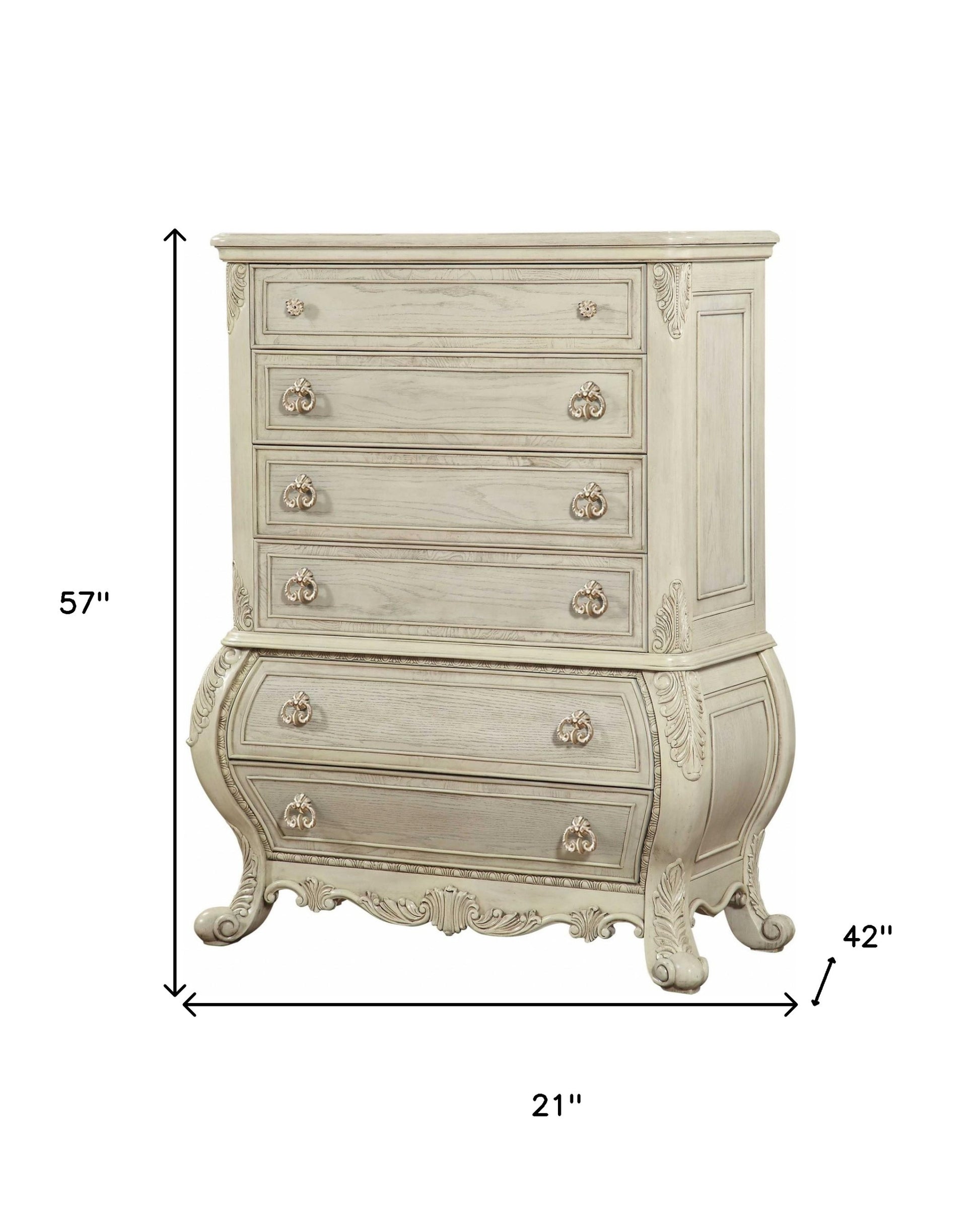 21" X 42" X 57" Antique White Wood Chest-4