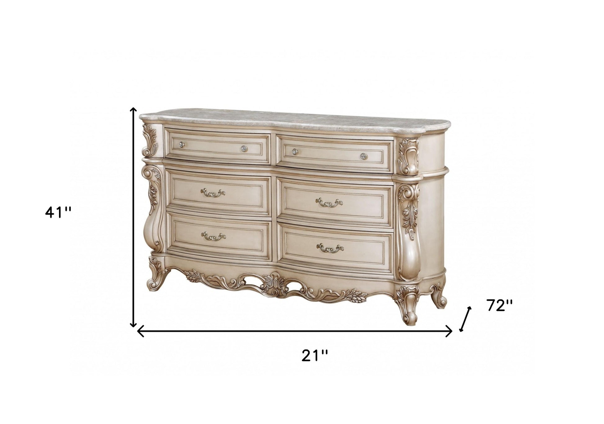 21" Beige Solid Wood Double Dresser-Dressers-DECOROLALA