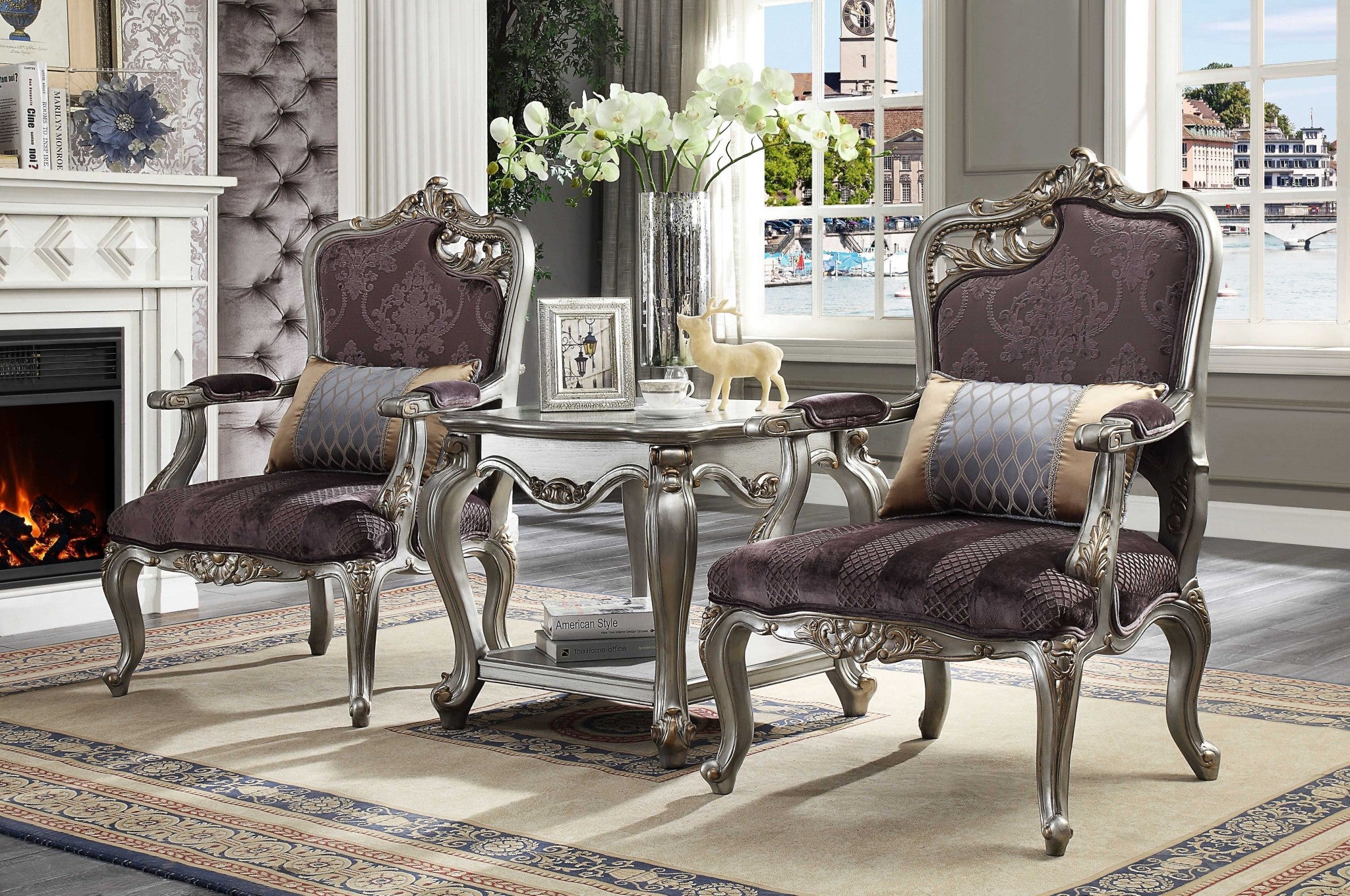24" Gray Solid Wood End Table With Shelf-End-Side Tables-DECOROLALA