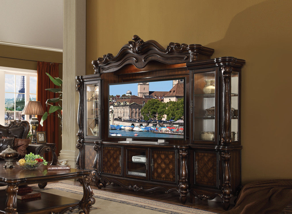 74" Dark Brown Solid Wood-TV Stands-DECOROLALA