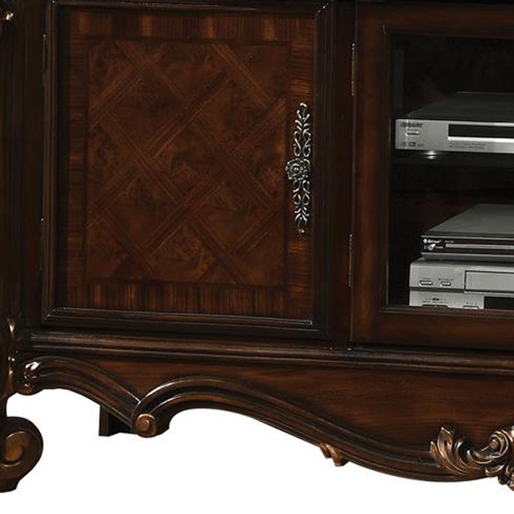 74" Dark Brown Solid Wood-TV Stands-DECOROLALA