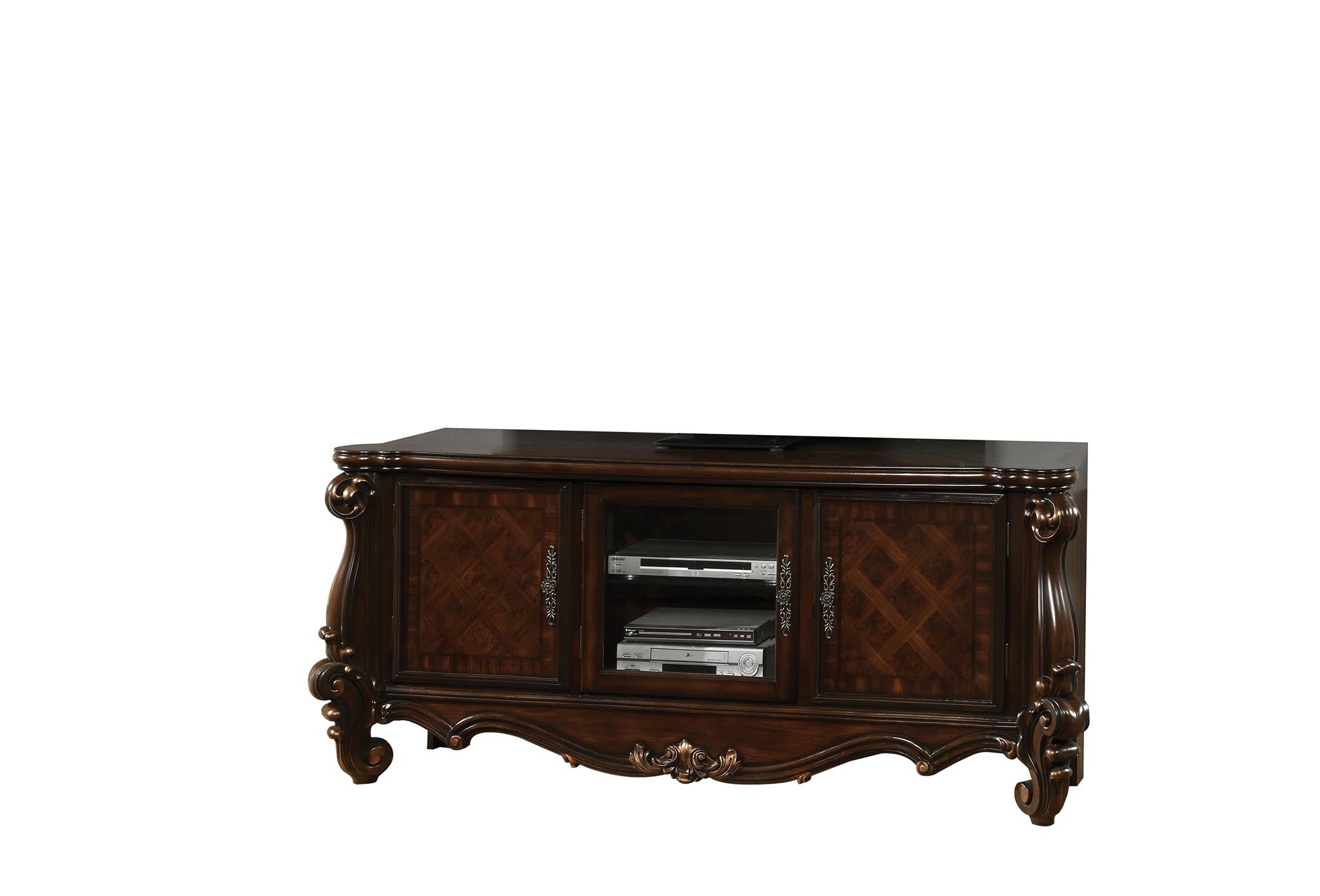 74" Dark Brown Solid Wood-TV Stands-DECOROLALA