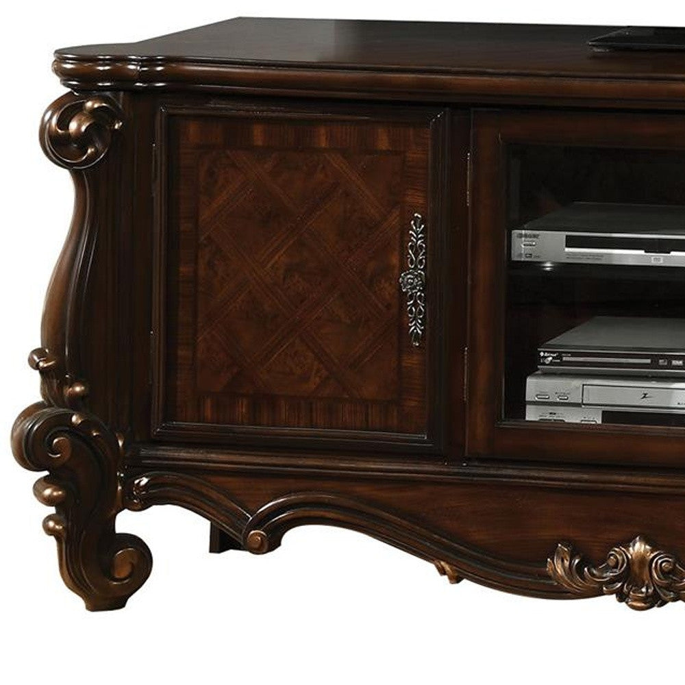 74" Dark Brown Solid Wood-TV Stands-DECOROLALA