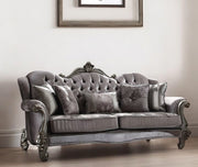 45" Platinum Velvet Floral Sofa And Toss Pillows-1