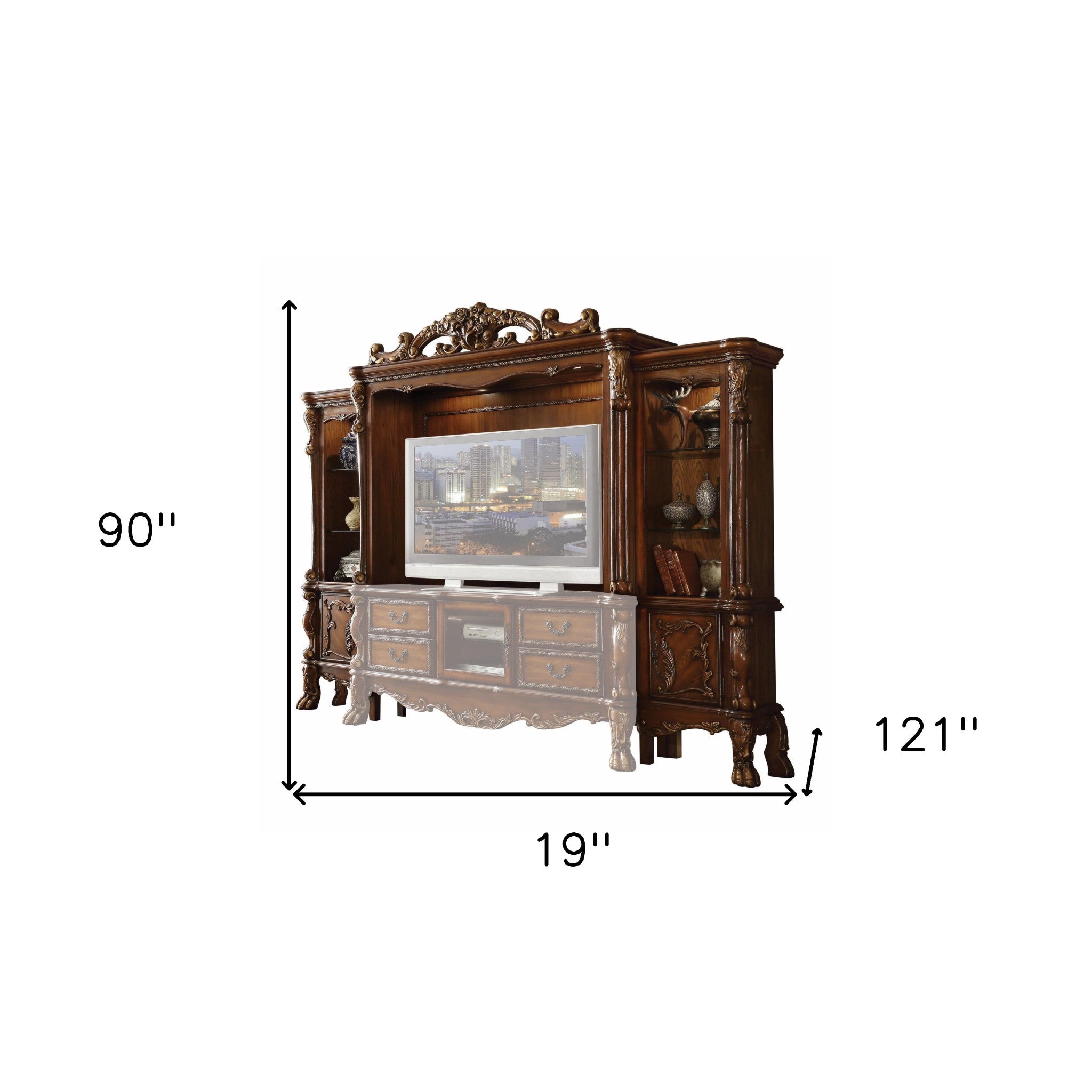 19" Brown Wood Cabinet Enclosed Storage Entertainment Center-TV Stands-DECOROLALA