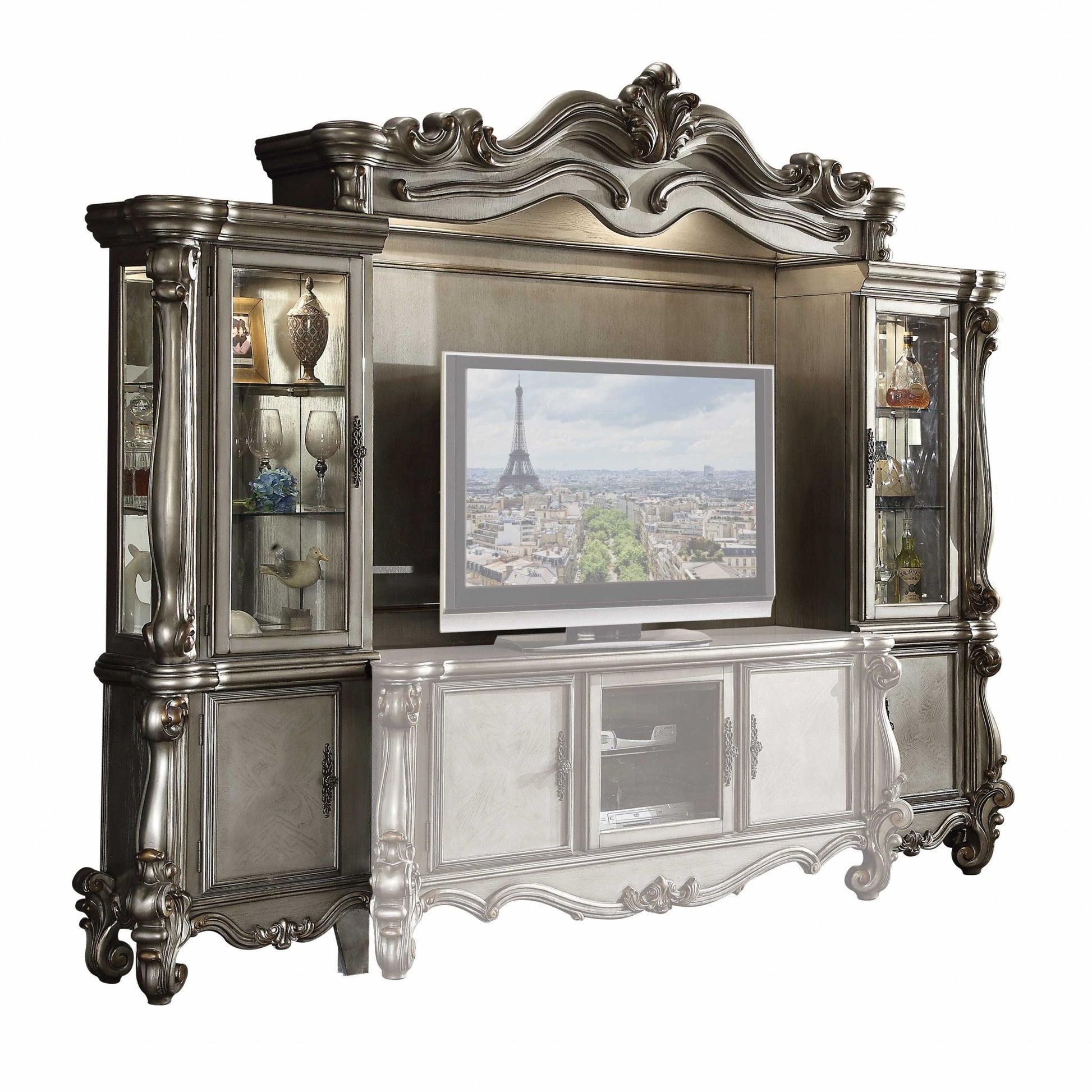 118" Platinum Solid Wood Floating Mount Entertainment Center-TV Stands-DECOROLALA