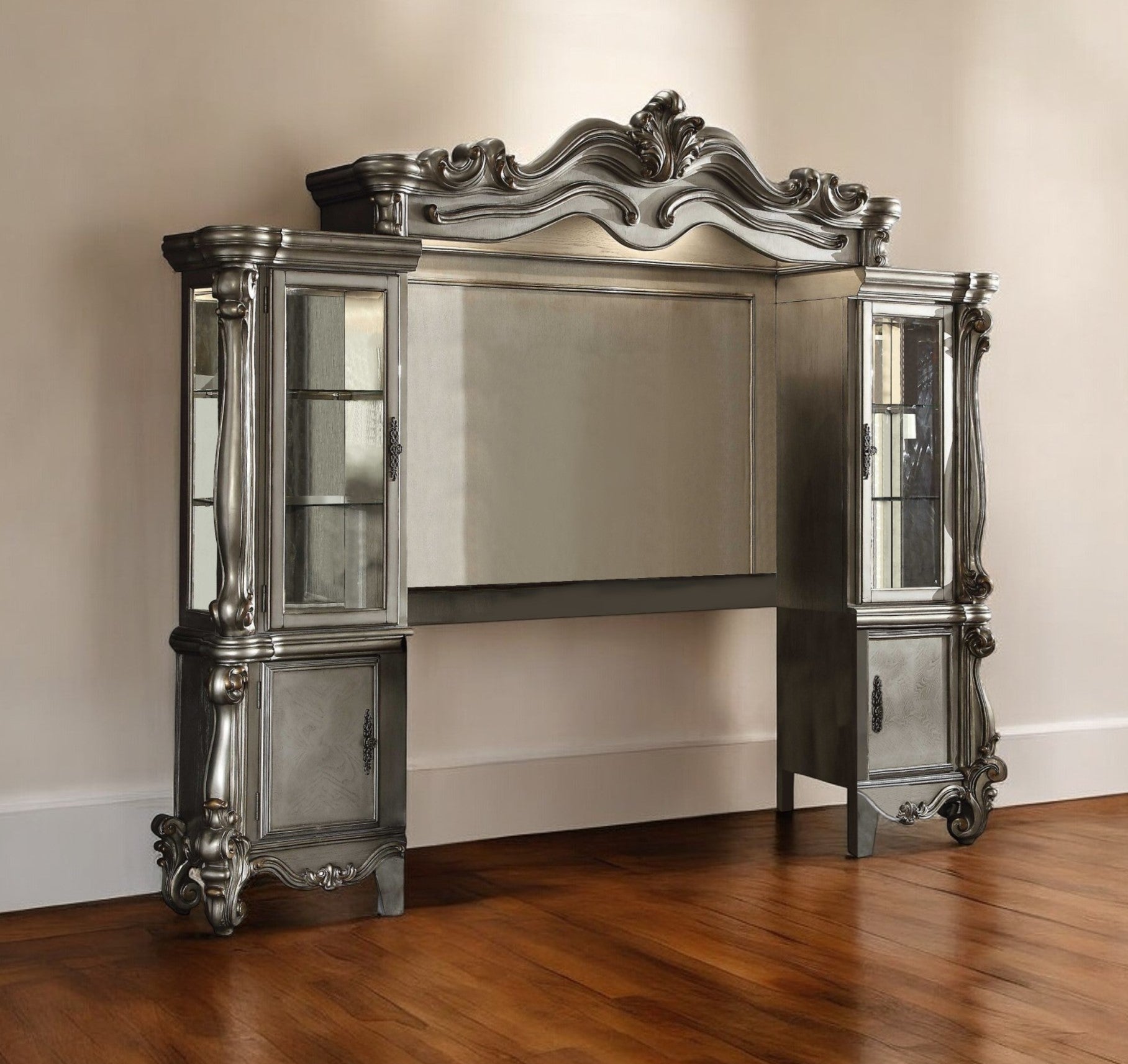118" Platinum Solid Wood Floating Mount Entertainment Center-TV Stands-DECOROLALA