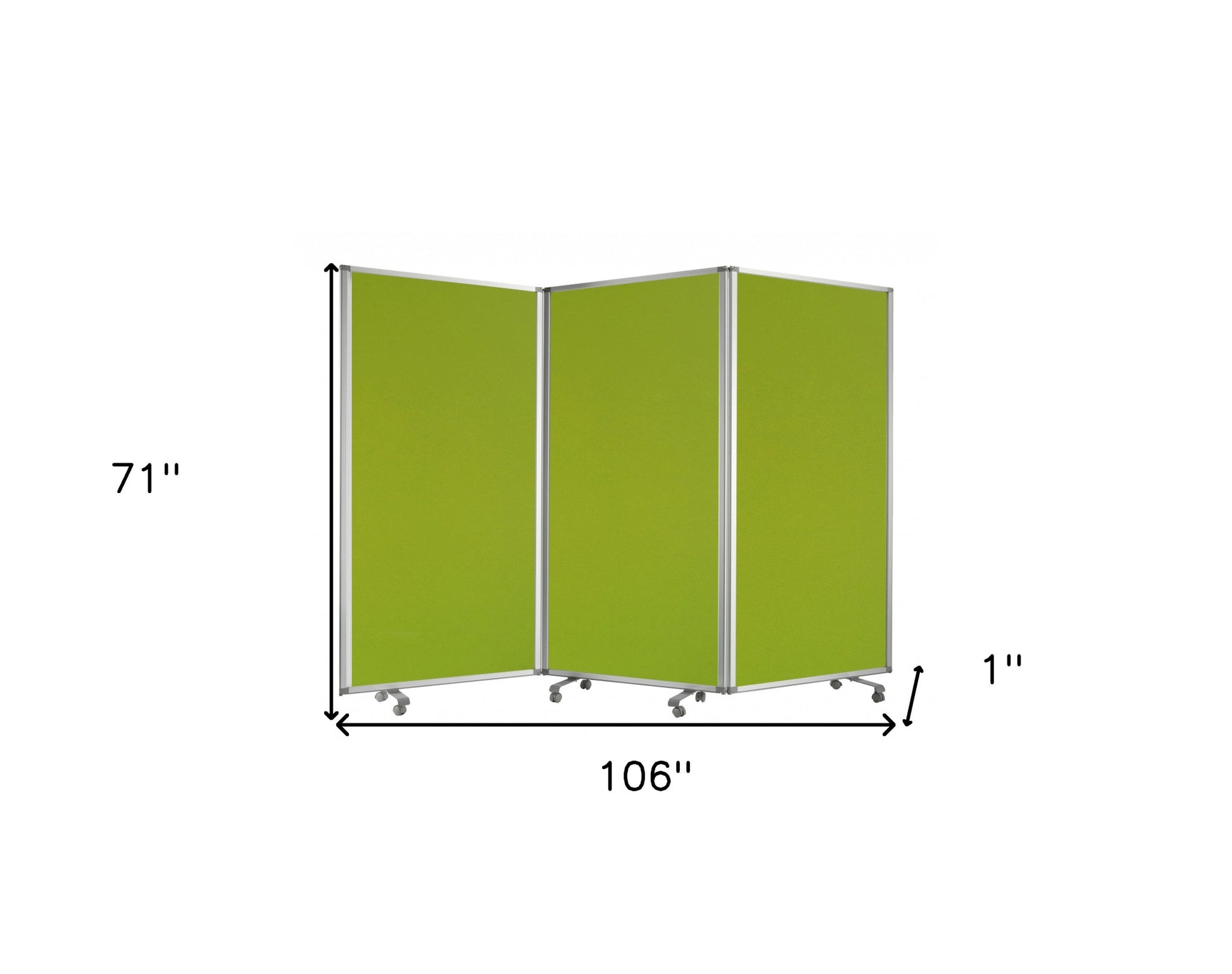 71" Green Iron Folding Three Panel Screen Room Divider-Room Dividers-DECOROLALA