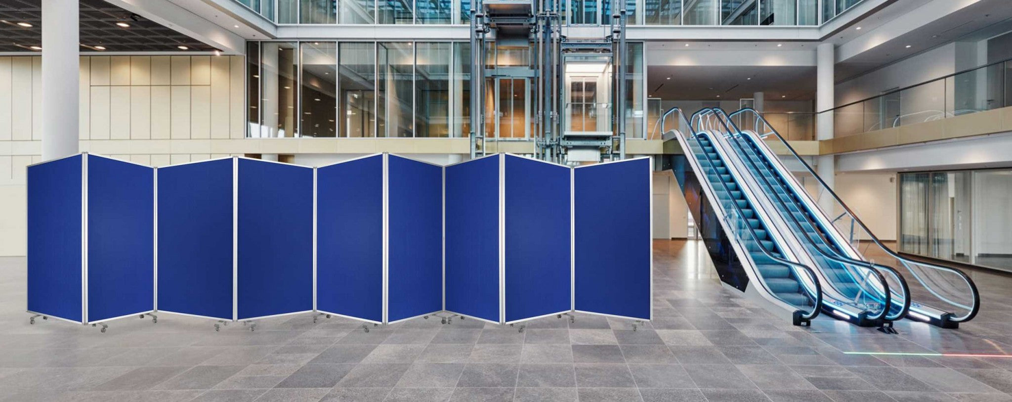 71" Blue Iron Folding Three Panel Screen Room Divider-Room Dividers-DECOROLALA