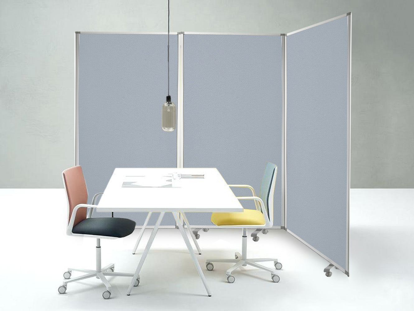 71" Gray Iron Folding Three Panel Screen Room Divider-Room Dividers-DECOROLALA