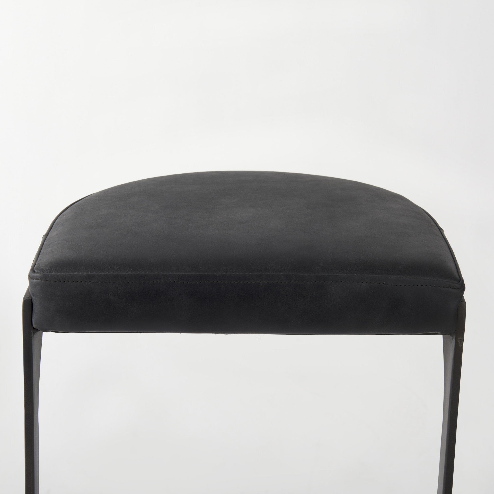 35" Black Leather and Metal Backless Bar Chair-Bar Chairs-DECOROLALA