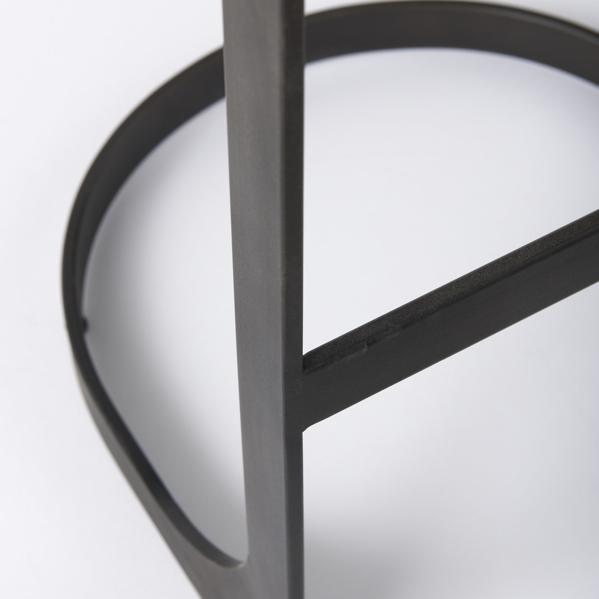 35" Black Leather and Metal Backless Bar Chair-Bar Chairs-DECOROLALA