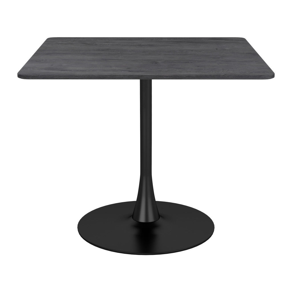 35" Black Square Steel Pedestal Base Dining Table-Dining Tables-DECOROLALA