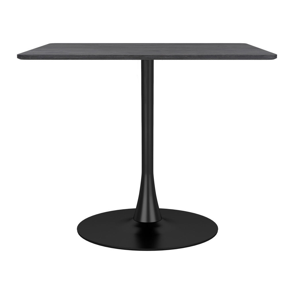 35" Black Square Steel Pedestal Base Dining Table-Dining Tables-DECOROLALA