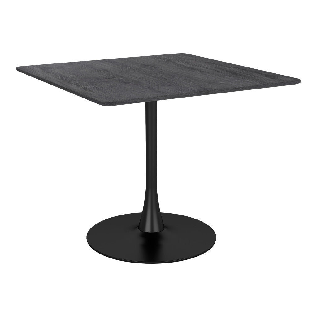 35" Black Square Steel Pedestal Base Dining Table-Dining Tables-DECOROLALA