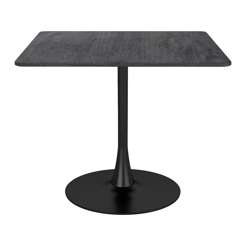 35" Black Square Steel Pedestal Base Dining Table-Dining Tables-DECOROLALA