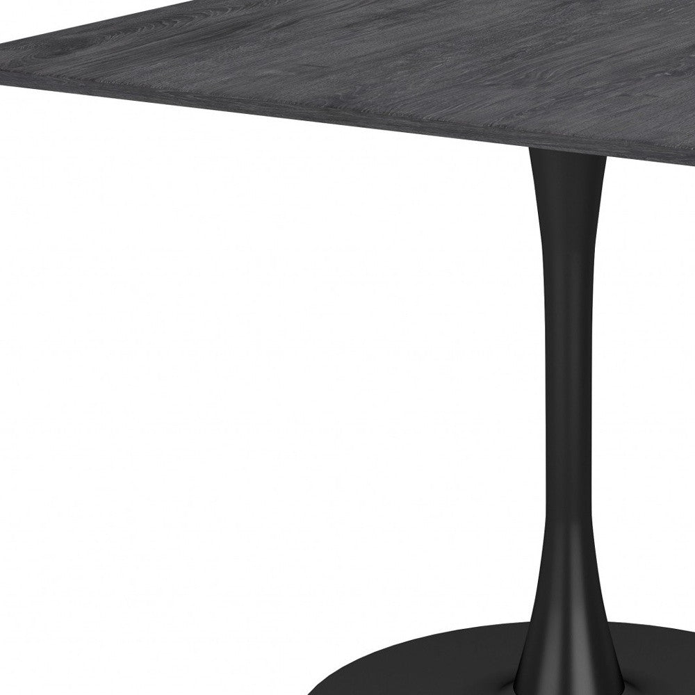 35" Black Square Steel Pedestal Base Dining Table-Dining Tables-DECOROLALA