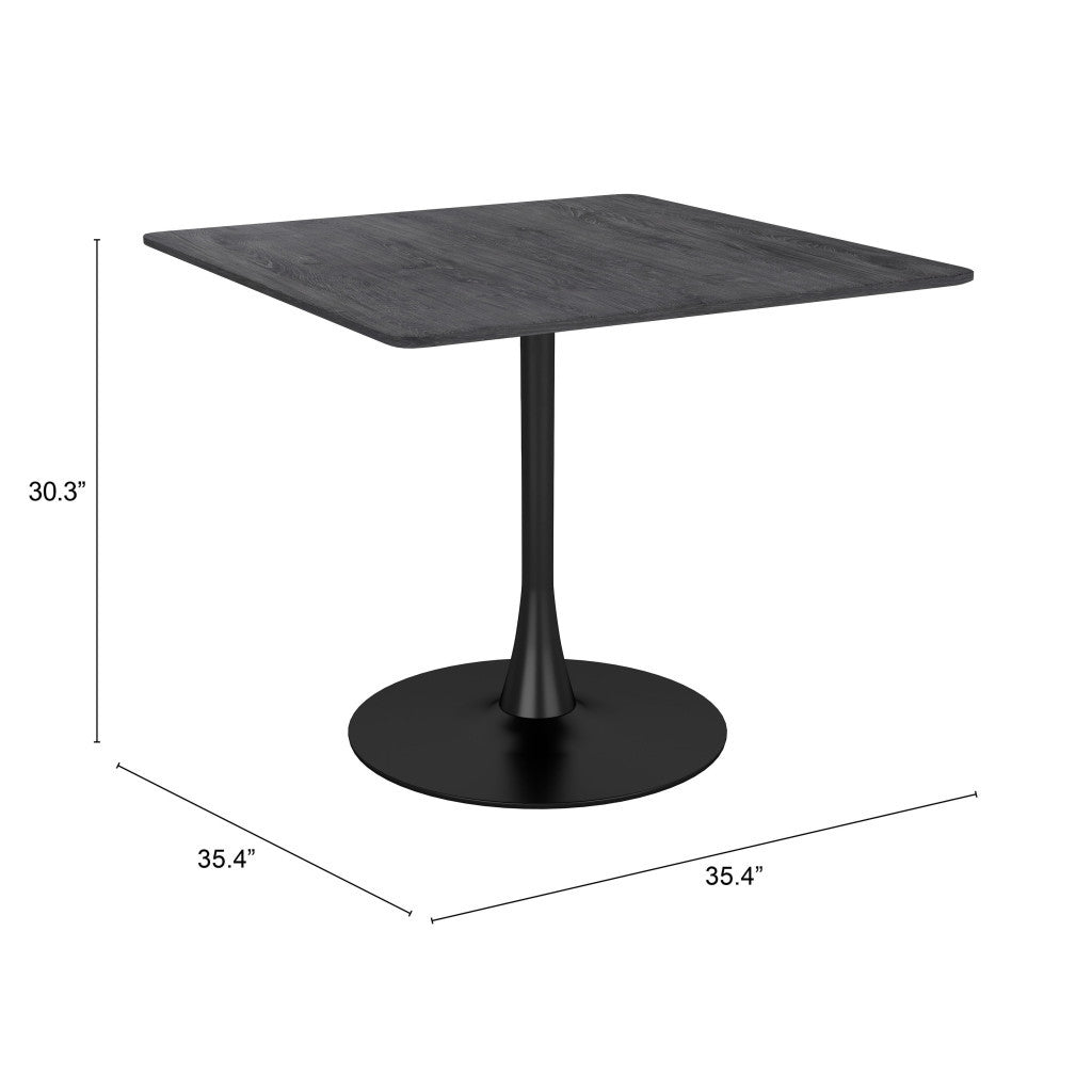 35" Black Square Steel Pedestal Base Dining Table-Dining Tables-DECOROLALA