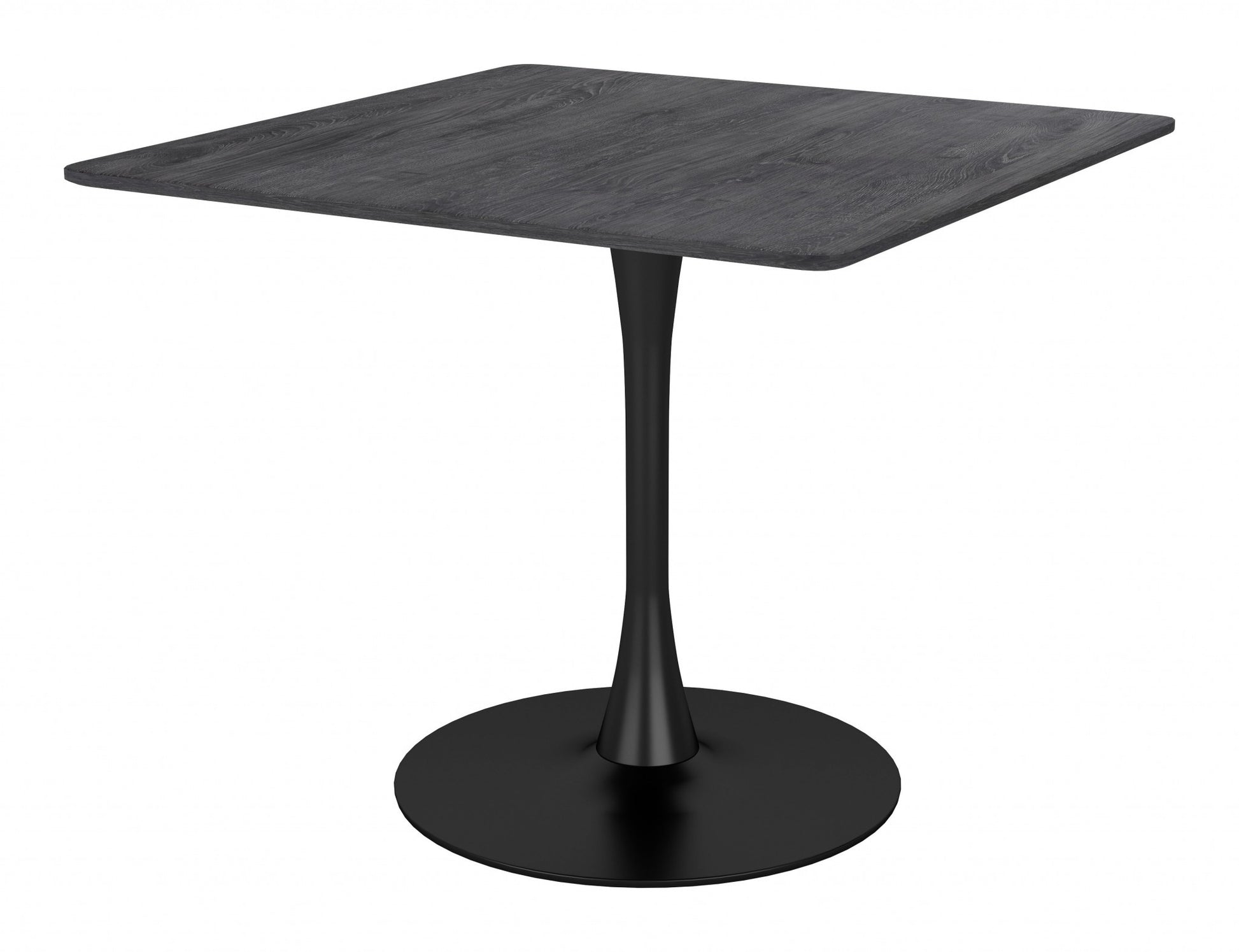 35" Black Square Steel Pedestal Base Dining Table-Dining Tables-DECOROLALA
