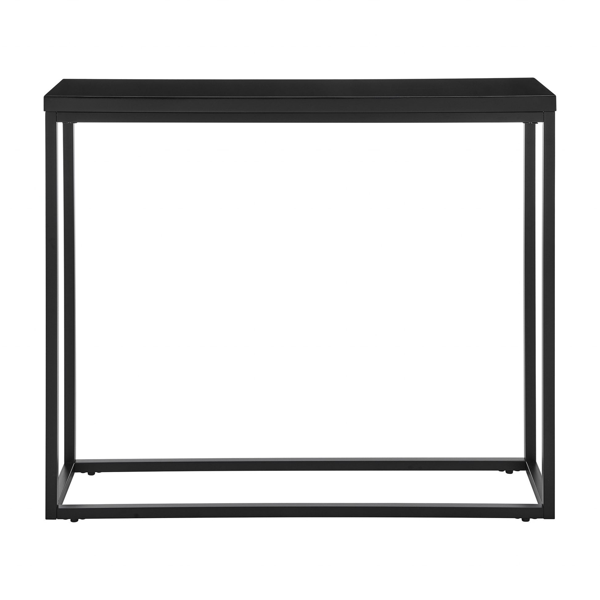 35" Black Wood and Steel Frame Console Table-Console Tables-DECOROLALA