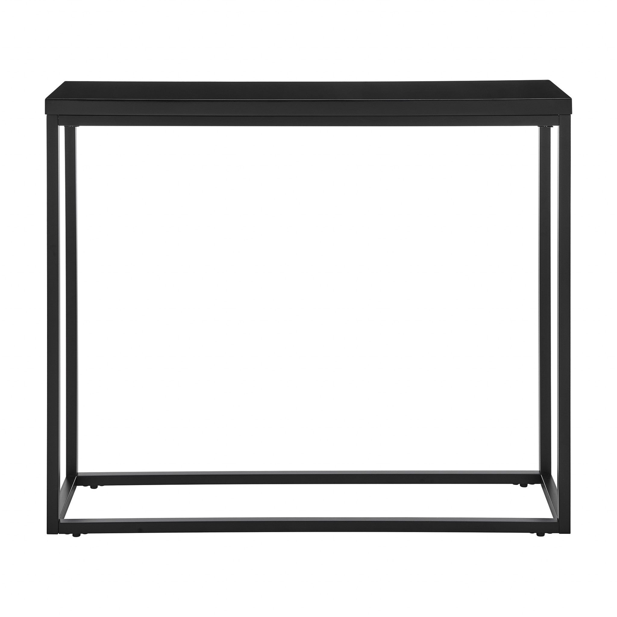 35" Black Wood and Steel Frame Console Table-Console Tables-DECOROLALA