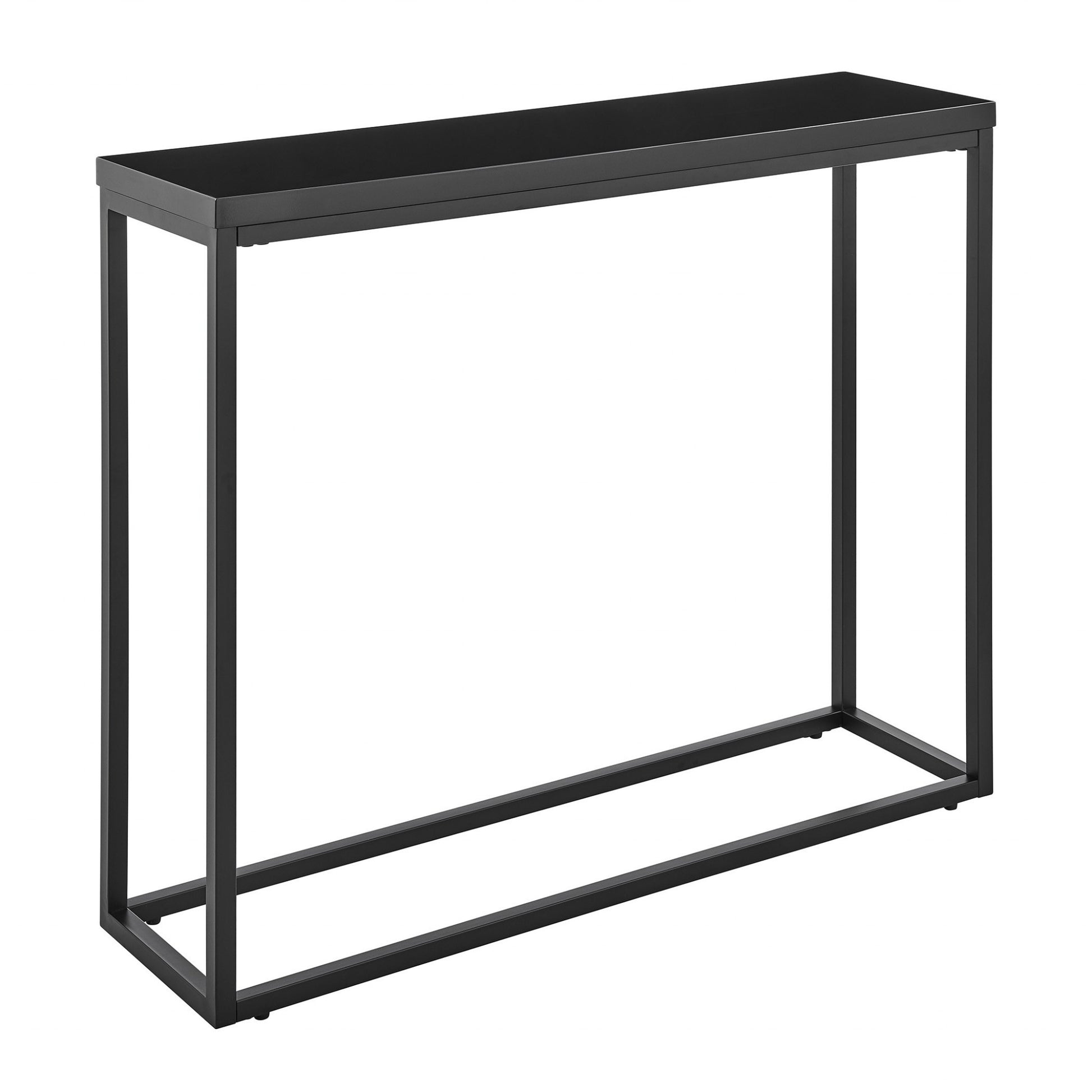 35" Black Wood and Steel Frame Console Table-Console Tables-DECOROLALA