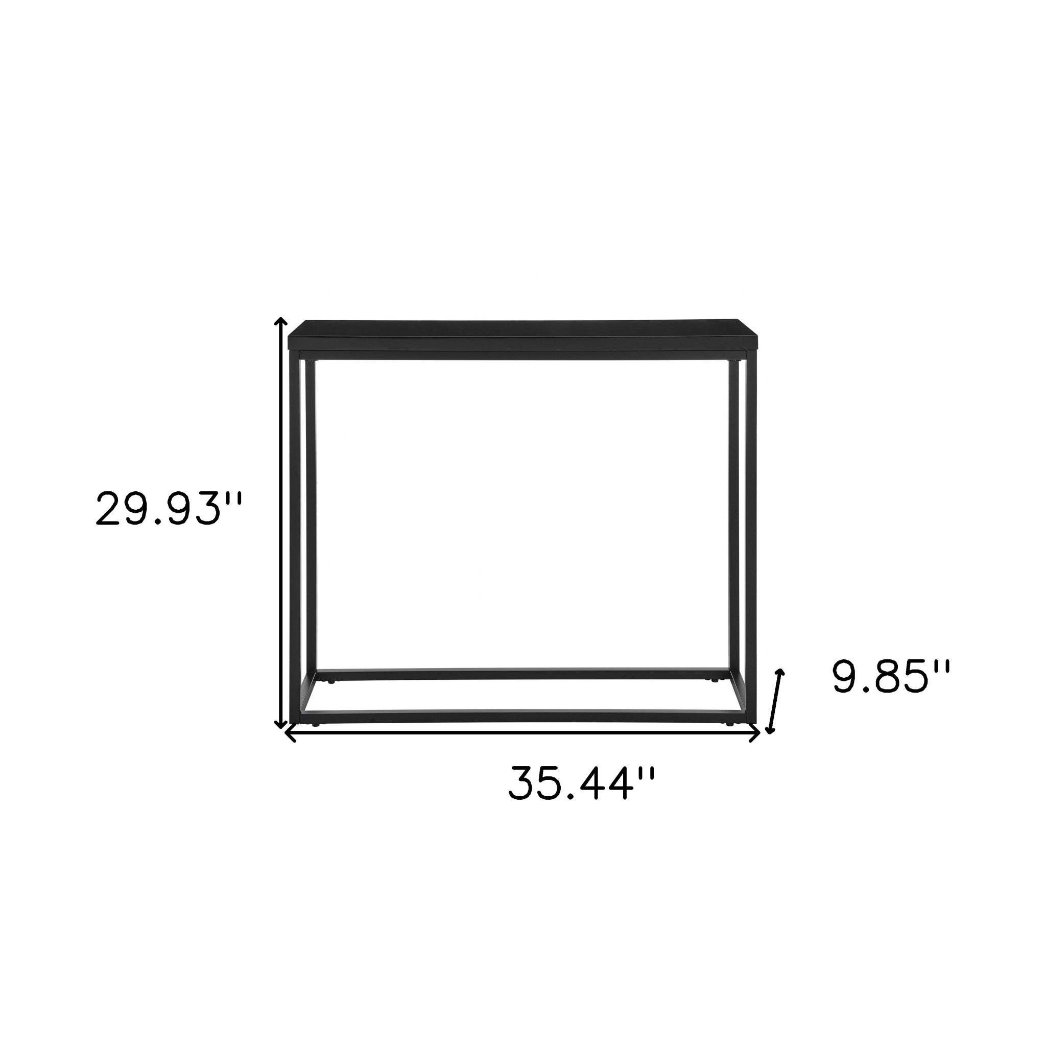 35" Black Wood and Steel Frame Console Table-Console Tables-DECOROLALA