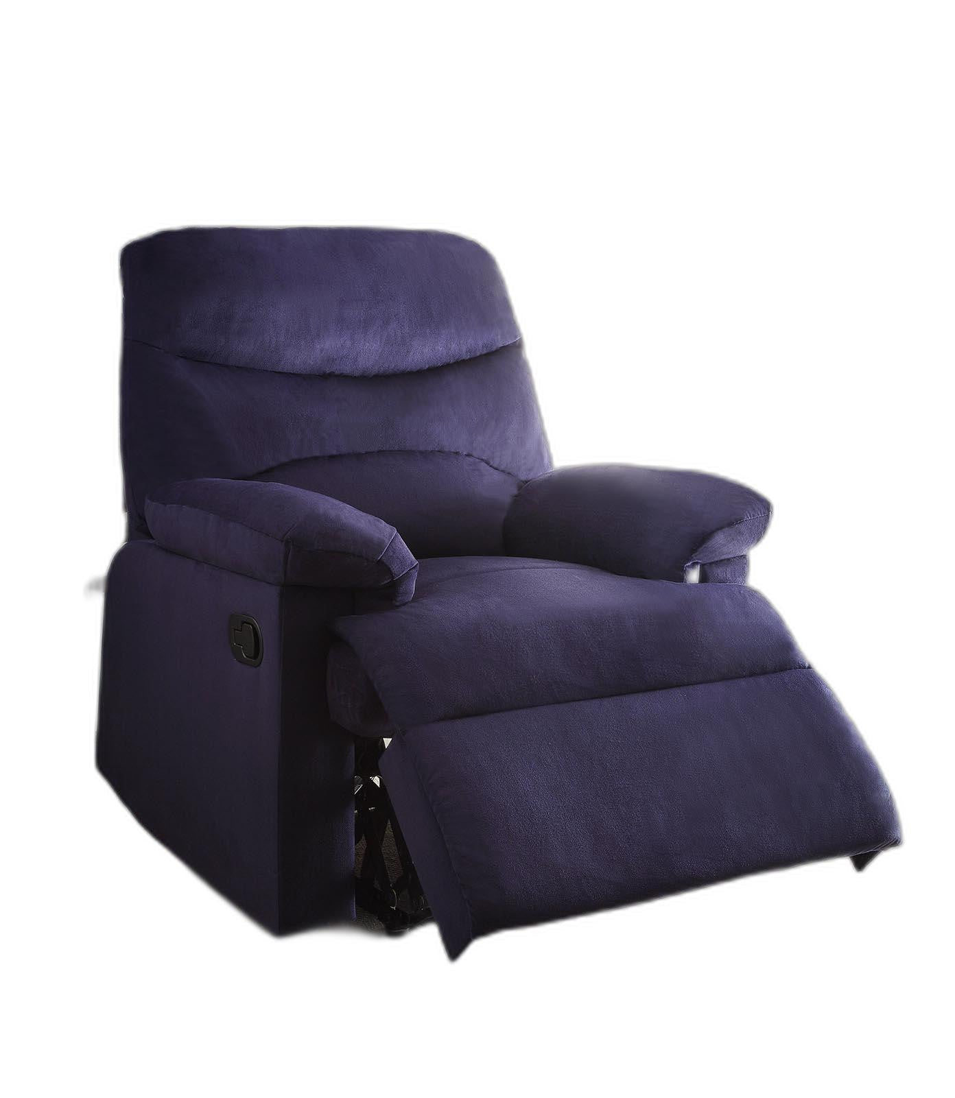 35" Blue Velvet Manual Recliner-Recliners-DECOROLALA