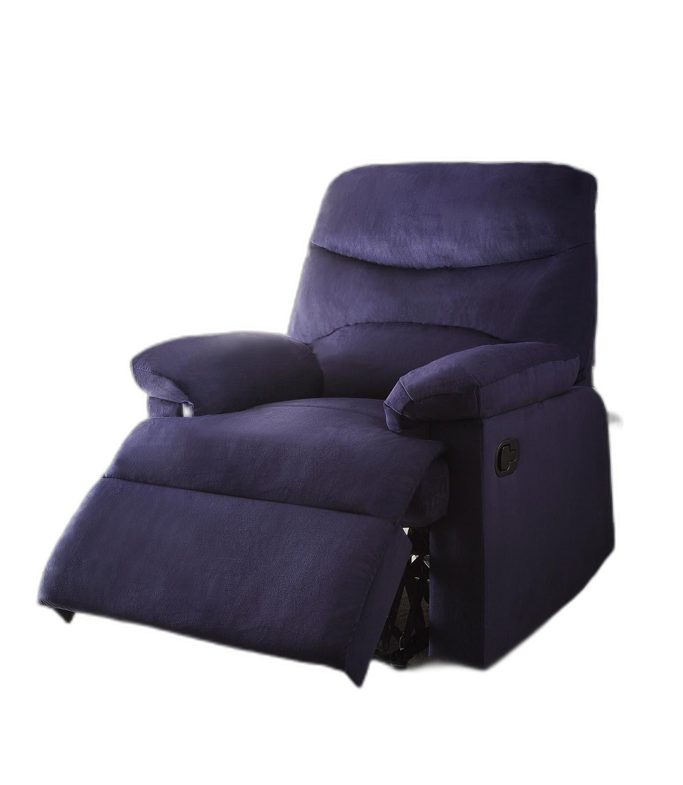 35" Blue Velvet Manual Recliner-Recliners-DECOROLALA